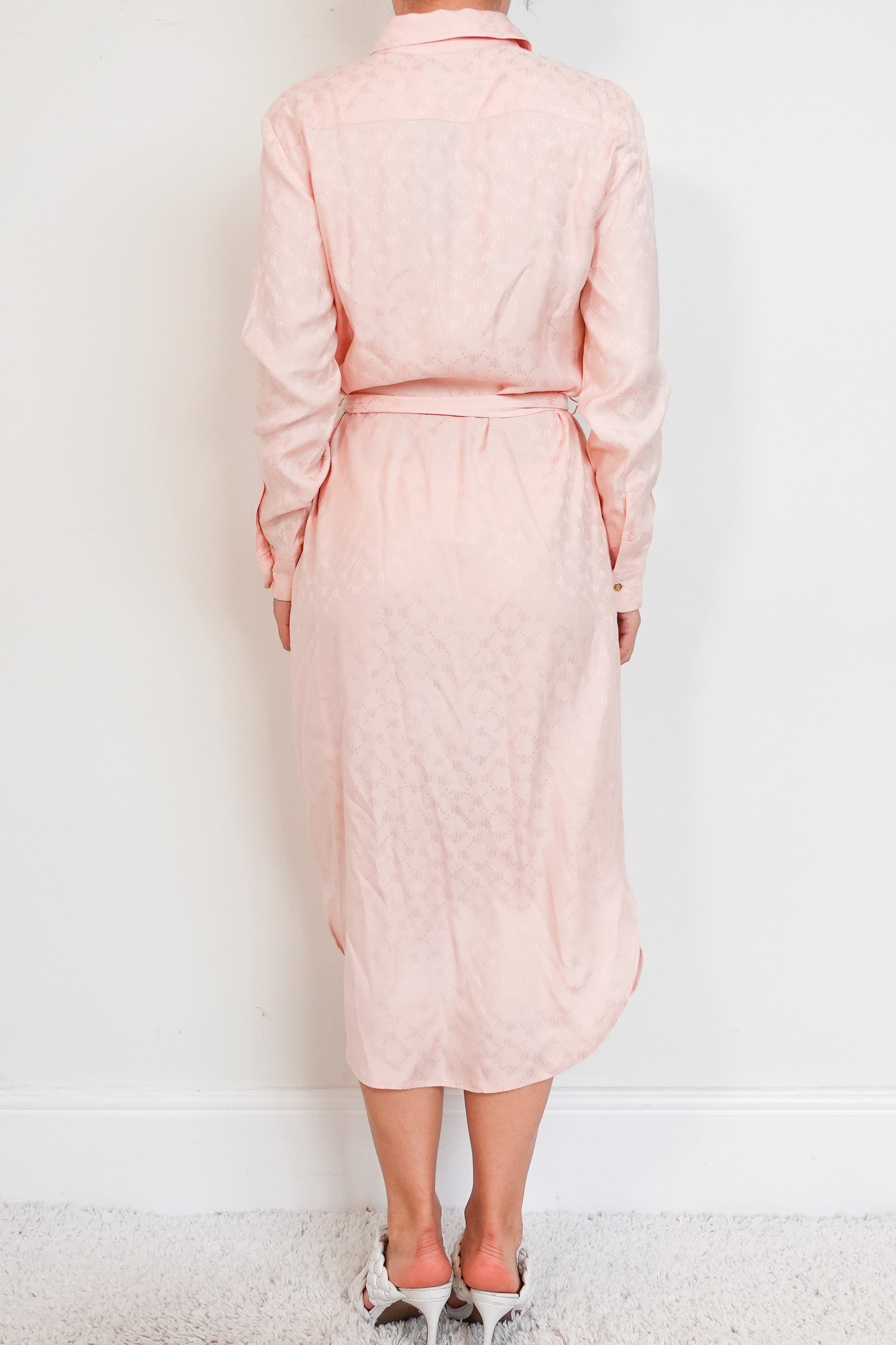 New Ralph Lauren jacquard logo pink shirt dress RRP £225 | Authentic Preloved