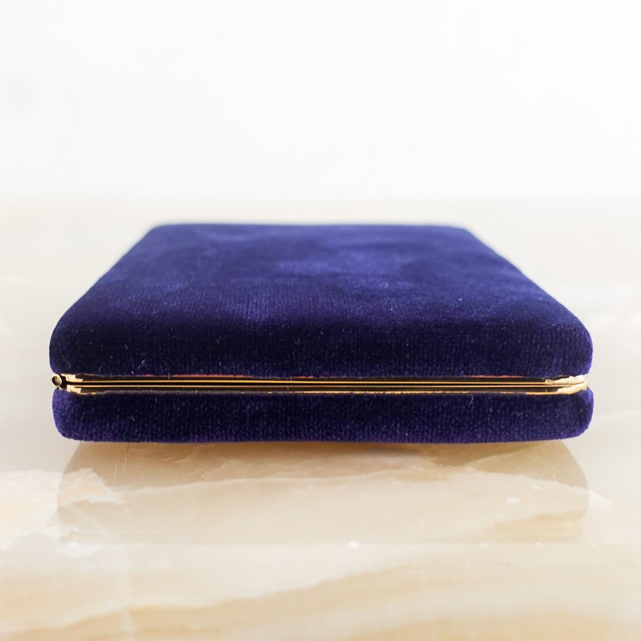 Blue velvet card holder RRP £195