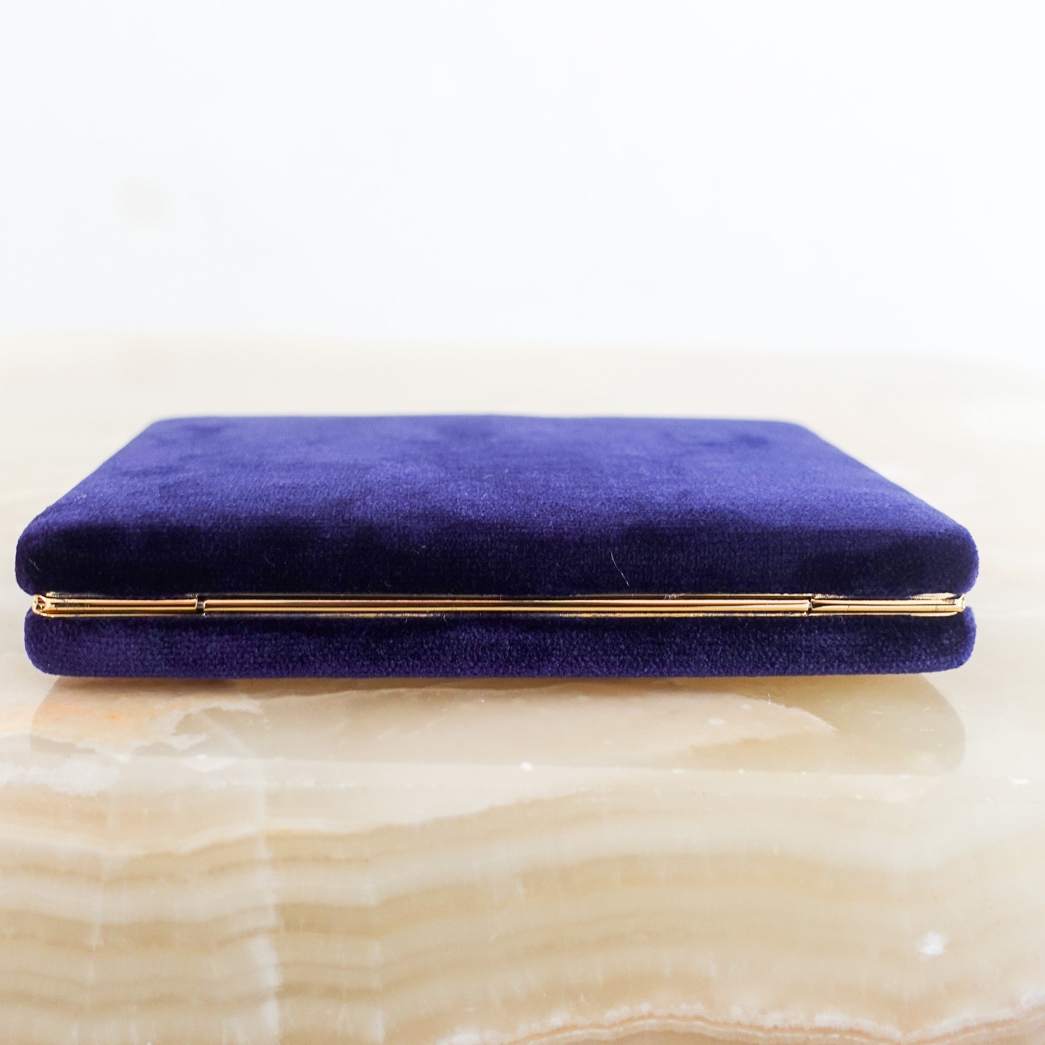 Blue velvet card holder RRP £195