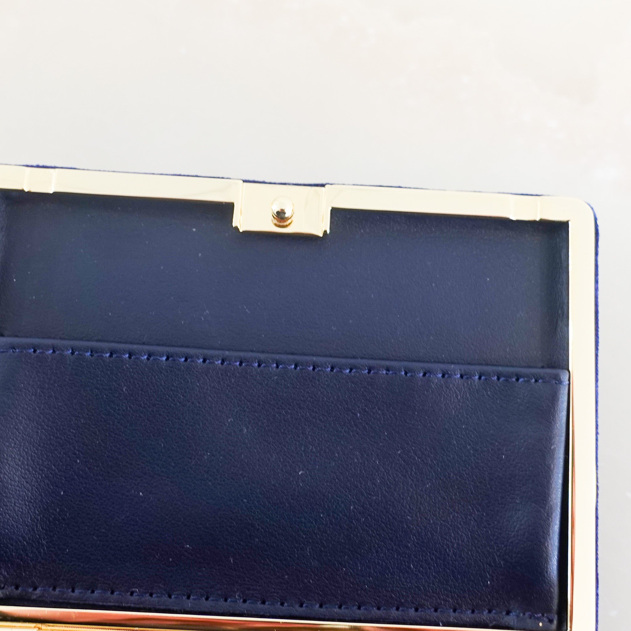 Blue velvet card holder RRP £195