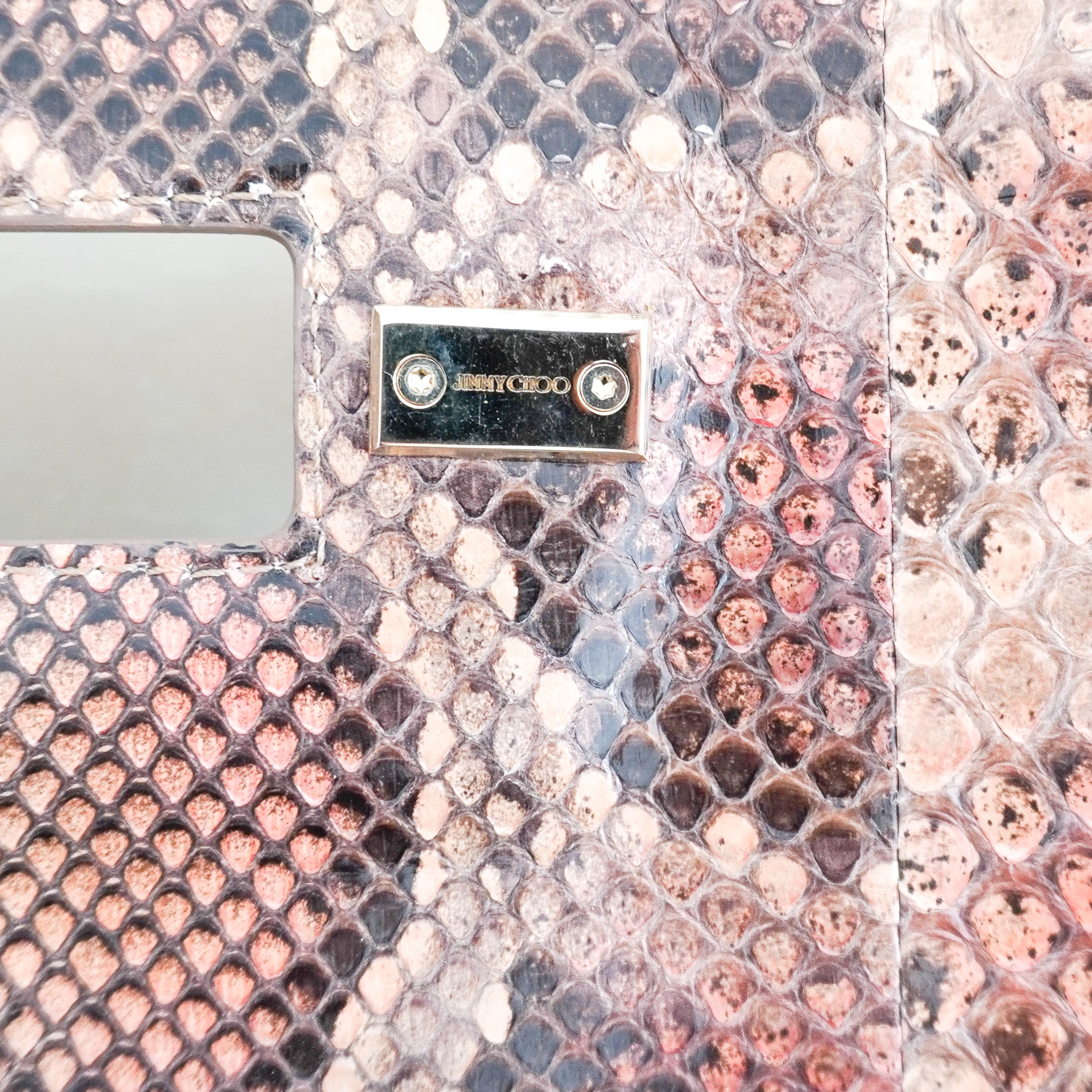 Jimmy Choo Jasmine Python Leather Clutch in Blush (RRP £1526) | Authentic Preloved
