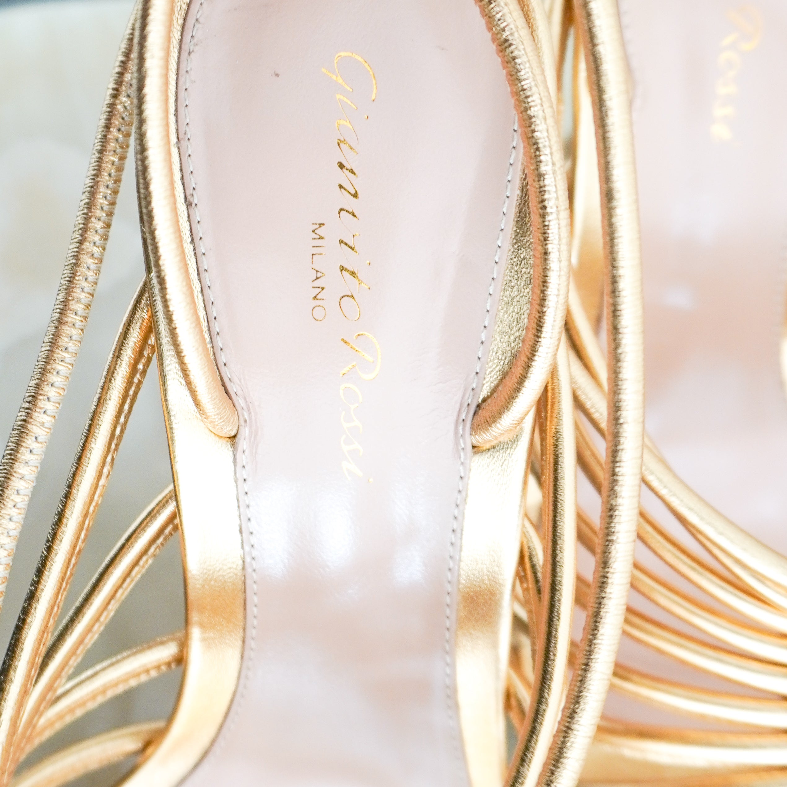 Gianvito Rossi Hellen Gold Metallic Sandals (RRP £700) | Authentic Preloved