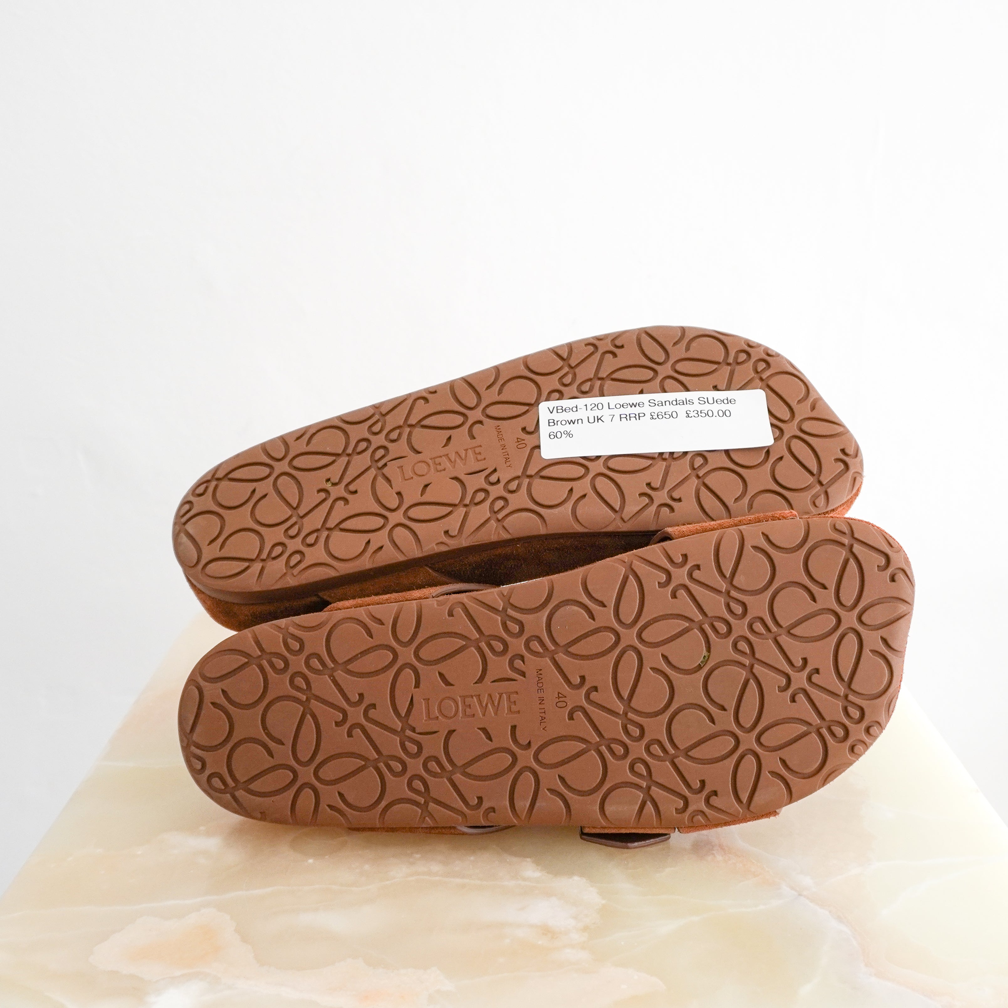 Loewe Ease Buckle Brown Suede Flat Sandals (RRP £650) | Authentic Preloved