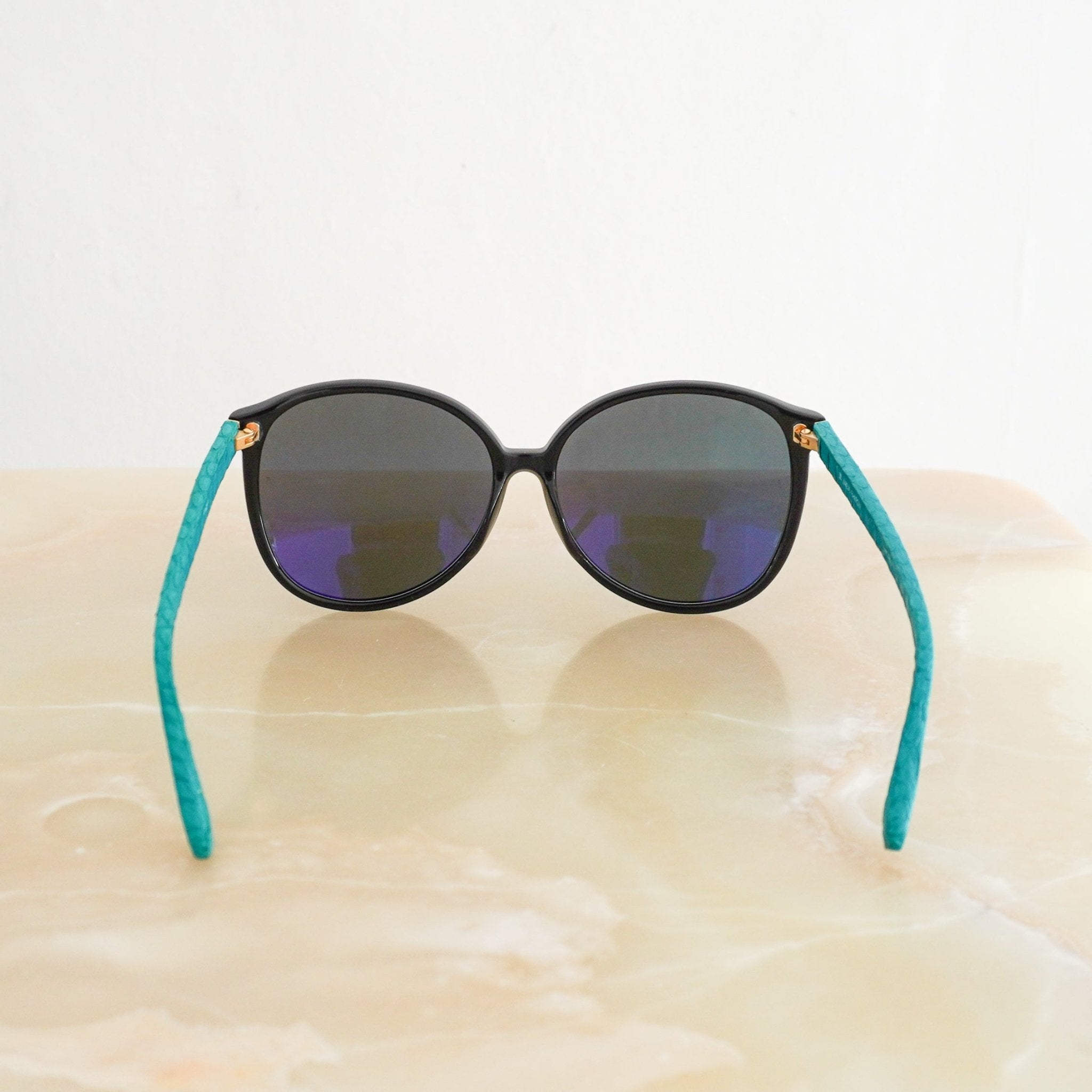 Linda Farrow Black & Blue Python Leather Sunglasses (RRP £1200) | Authentic Preloved - Reloved Again