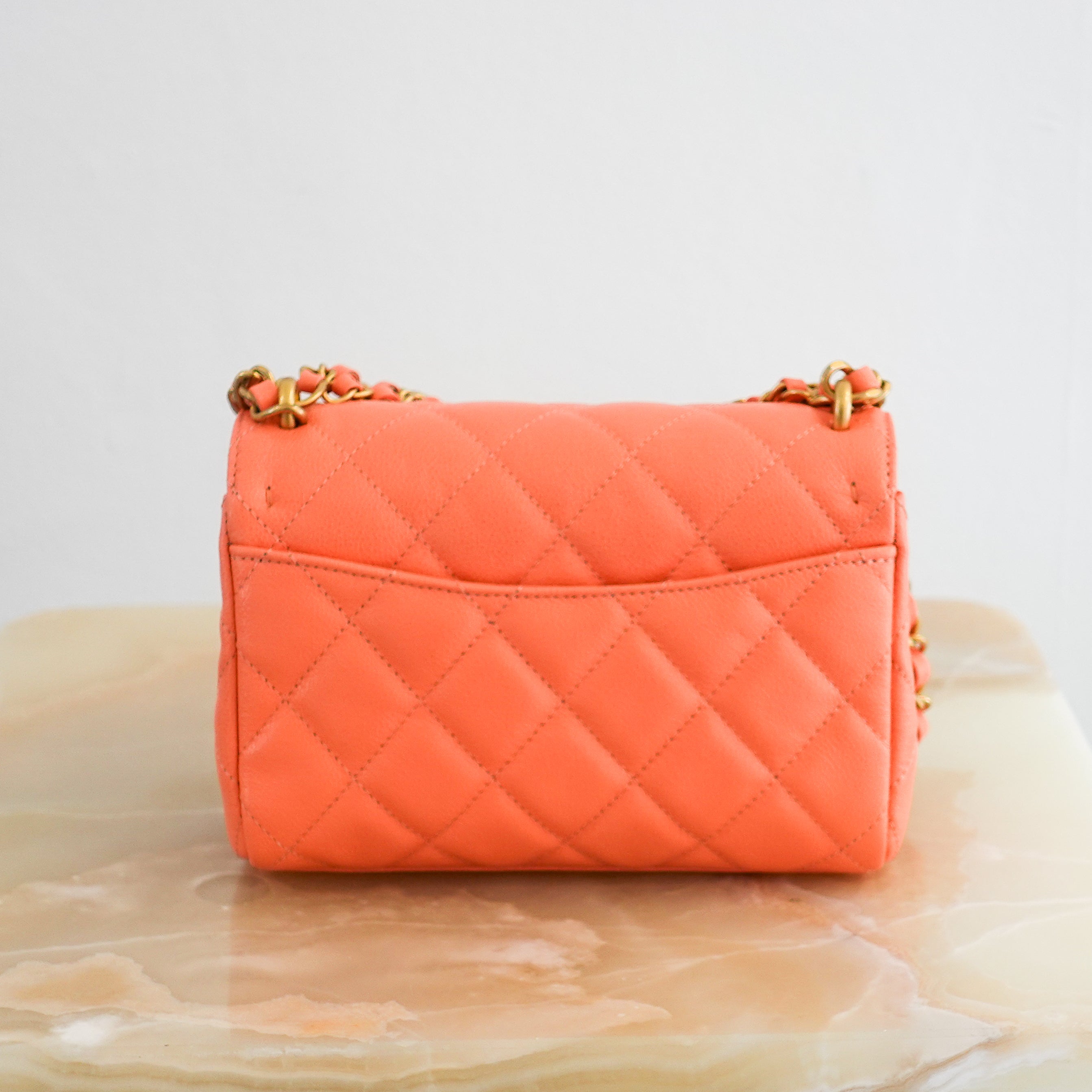 Current Season Chanel Mini Flap bag in light Orange RRP £4780 | Authentic Preloved