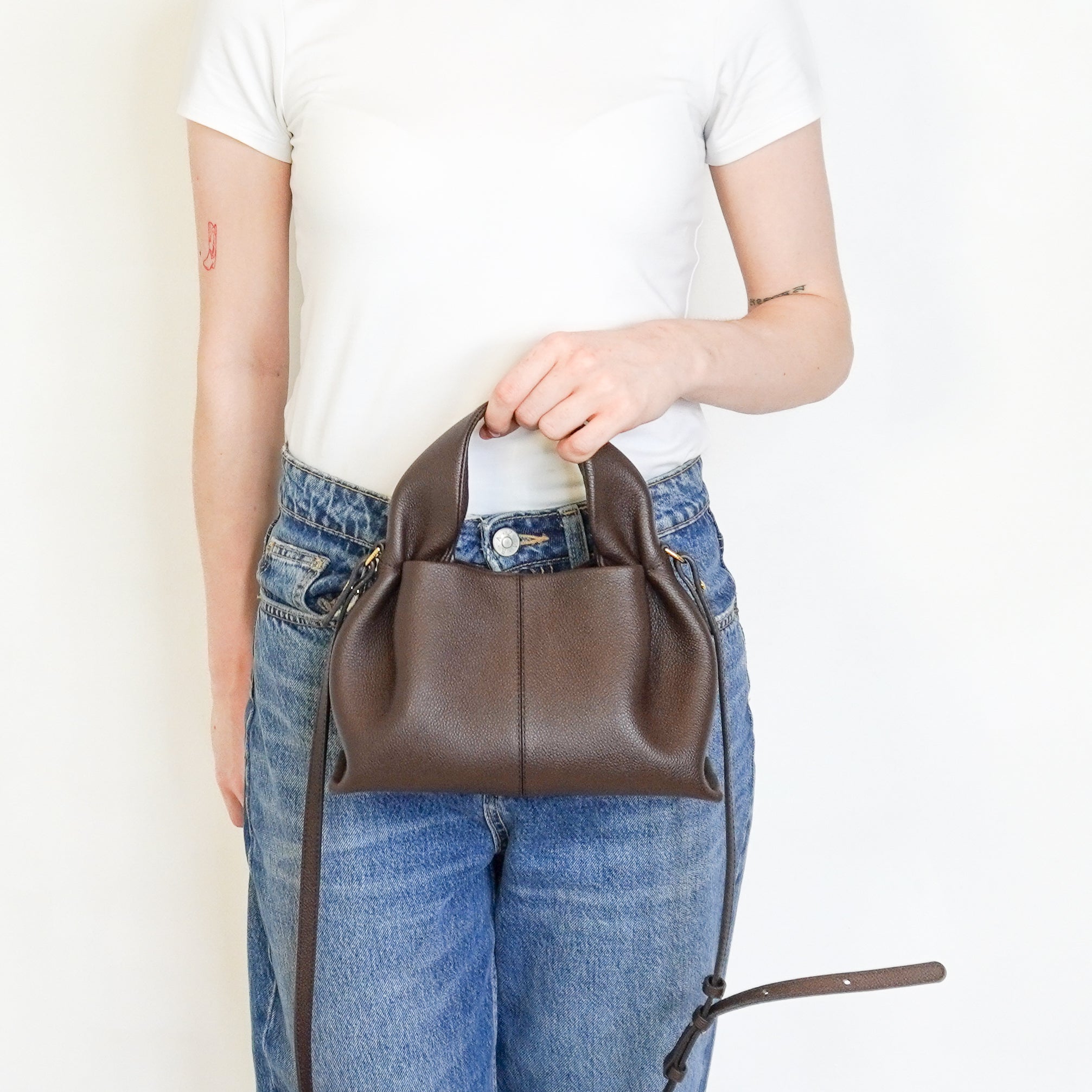Polène Numéro Neuf Mini Textured Leather Bag in Ebony (RRP £390) | Authentic Preloved