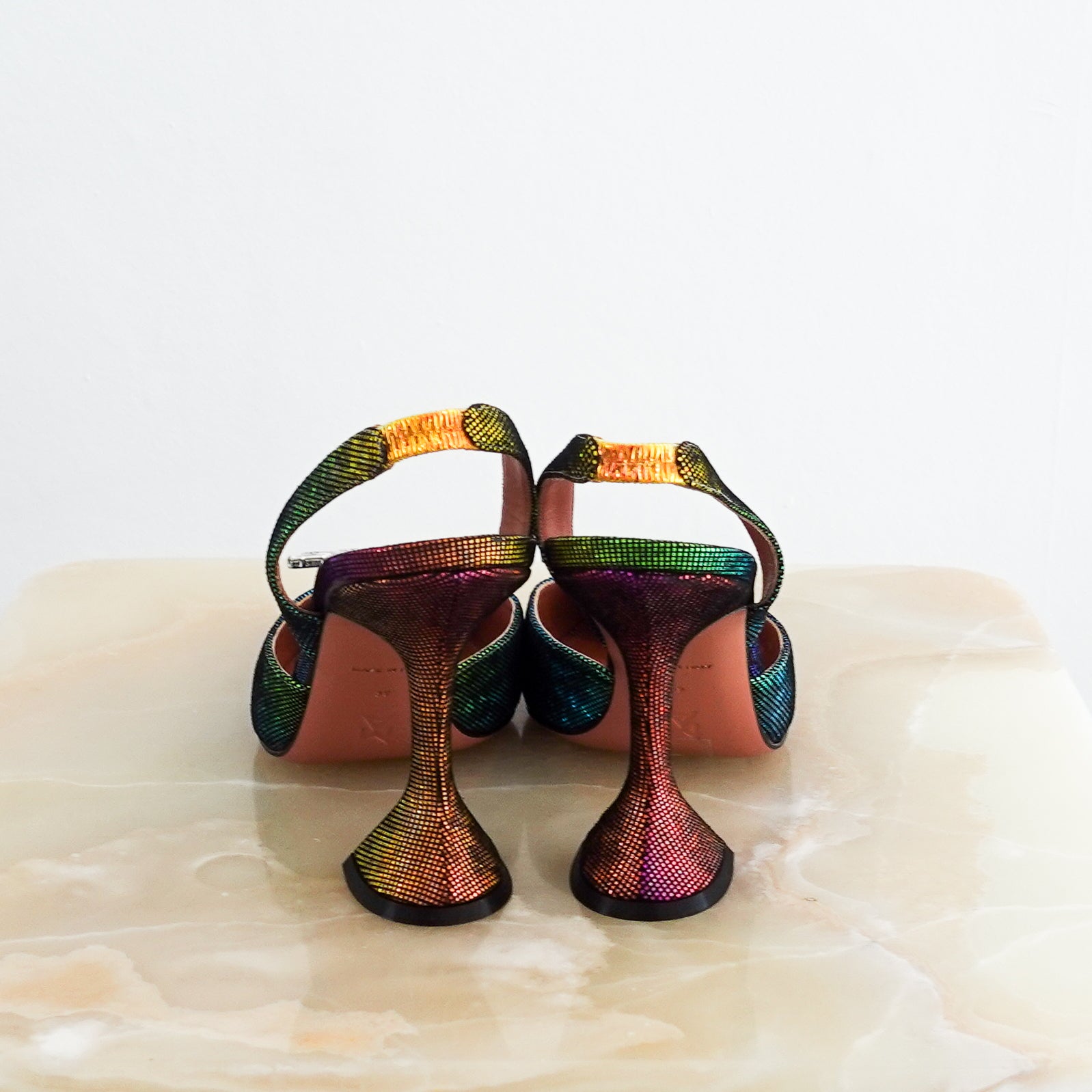 Amina Muaddi Begum Swarovski Crystal Rainbow Slingback pumps RRP £700 | Authentic Preloved