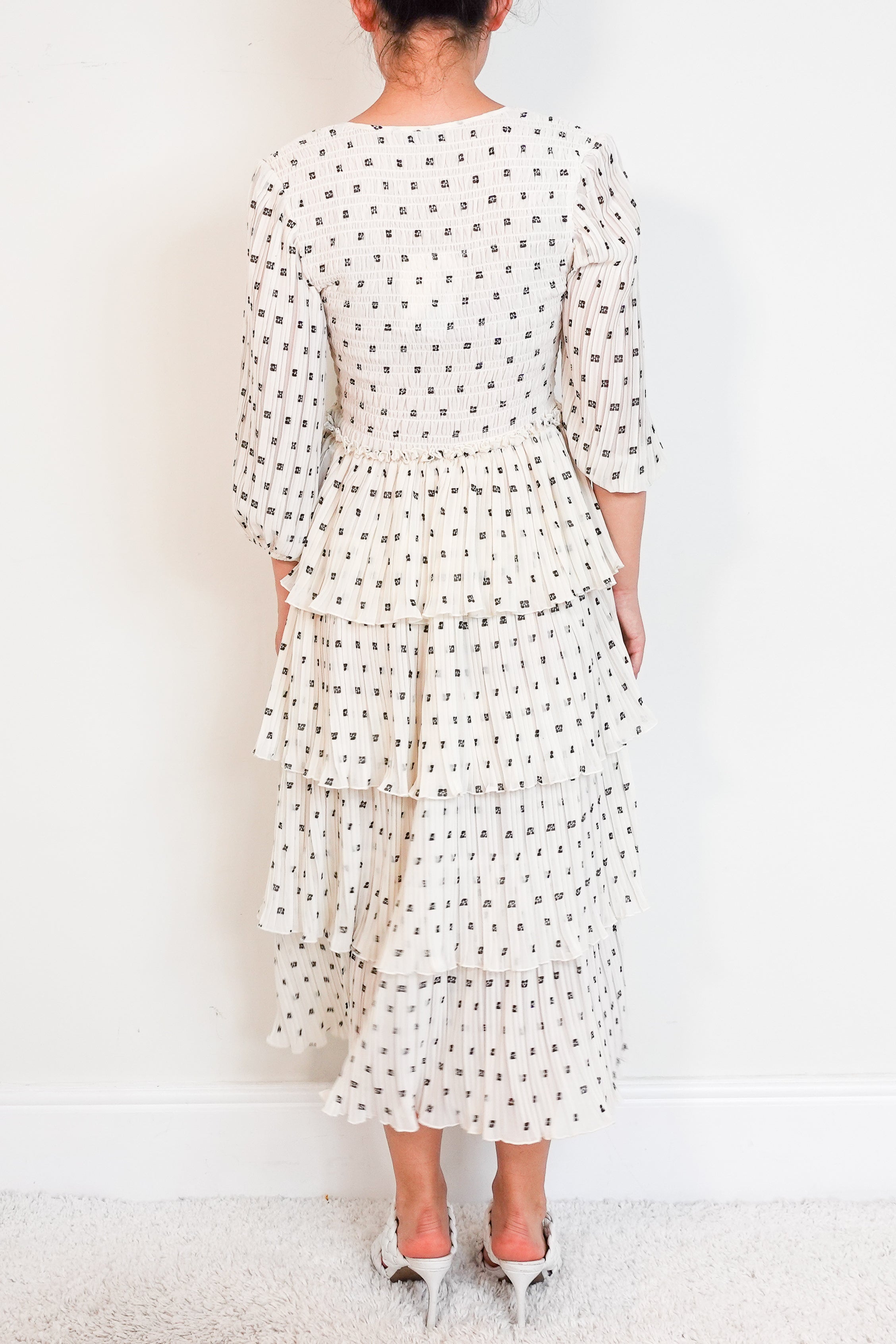 NEW GANNI Egret white tiered dress RRP £285 | Authentic Preloved