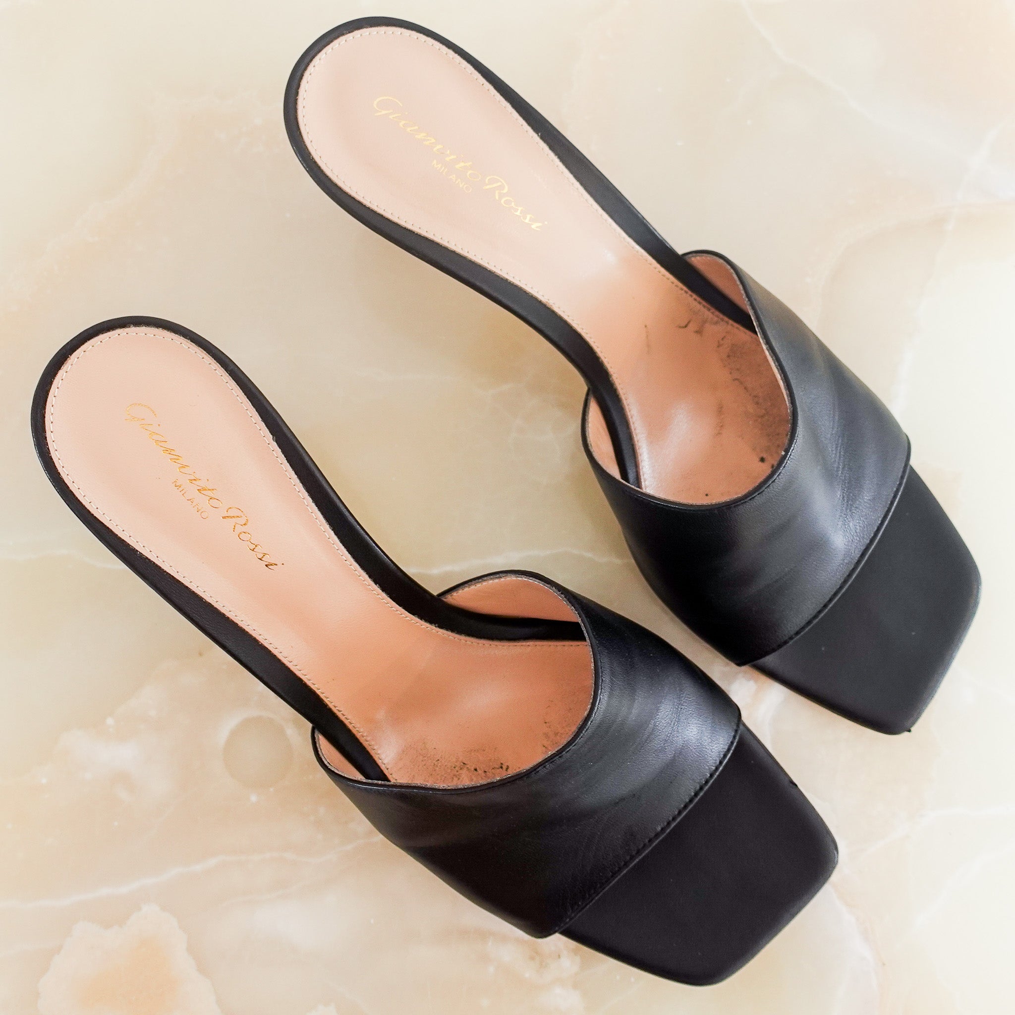 Black square toe heels RRP £500