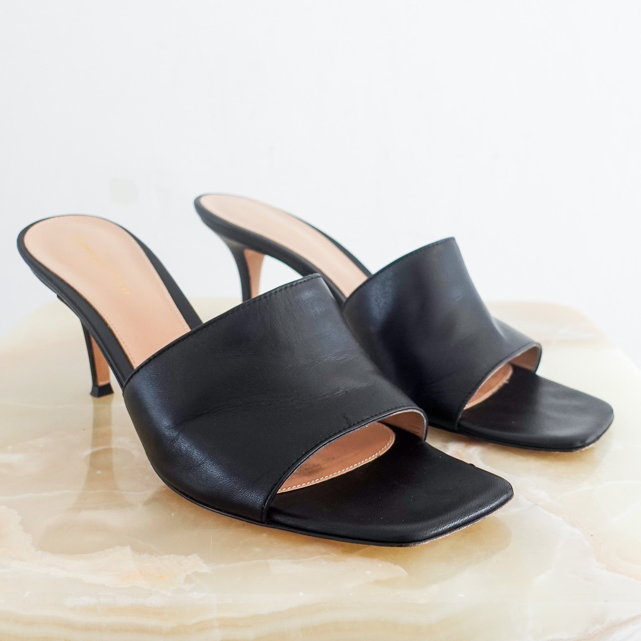 Black square toe heels RRP £500