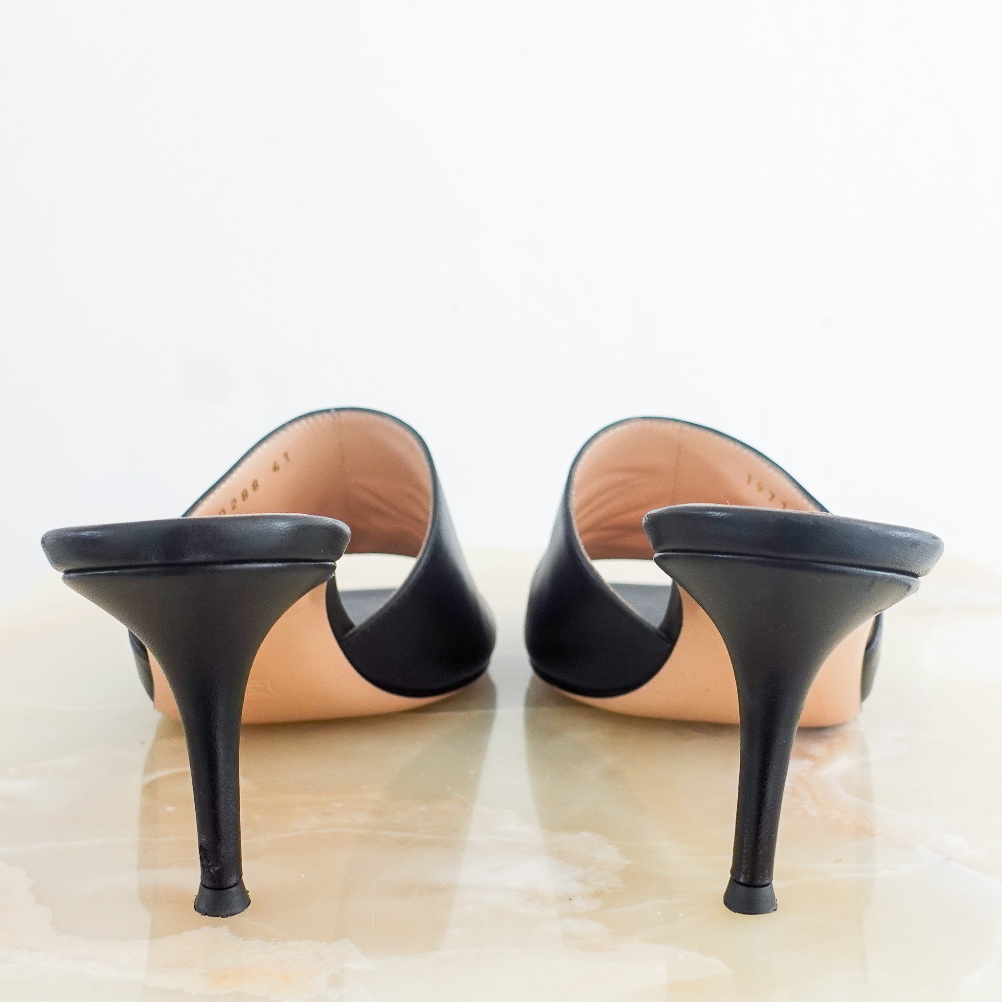 Black square toe heels RRP £500