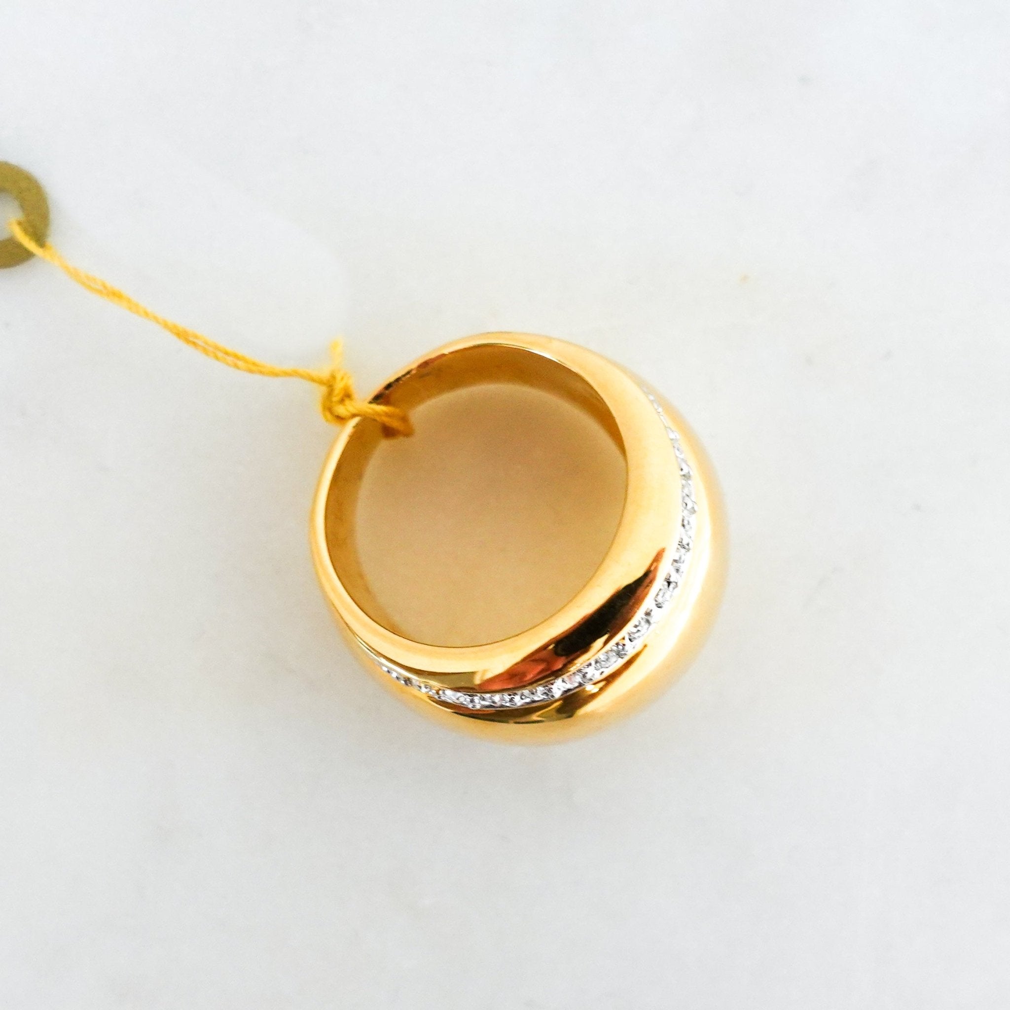 Gold plated Tramline ring with colourless crystals - Reloved Again