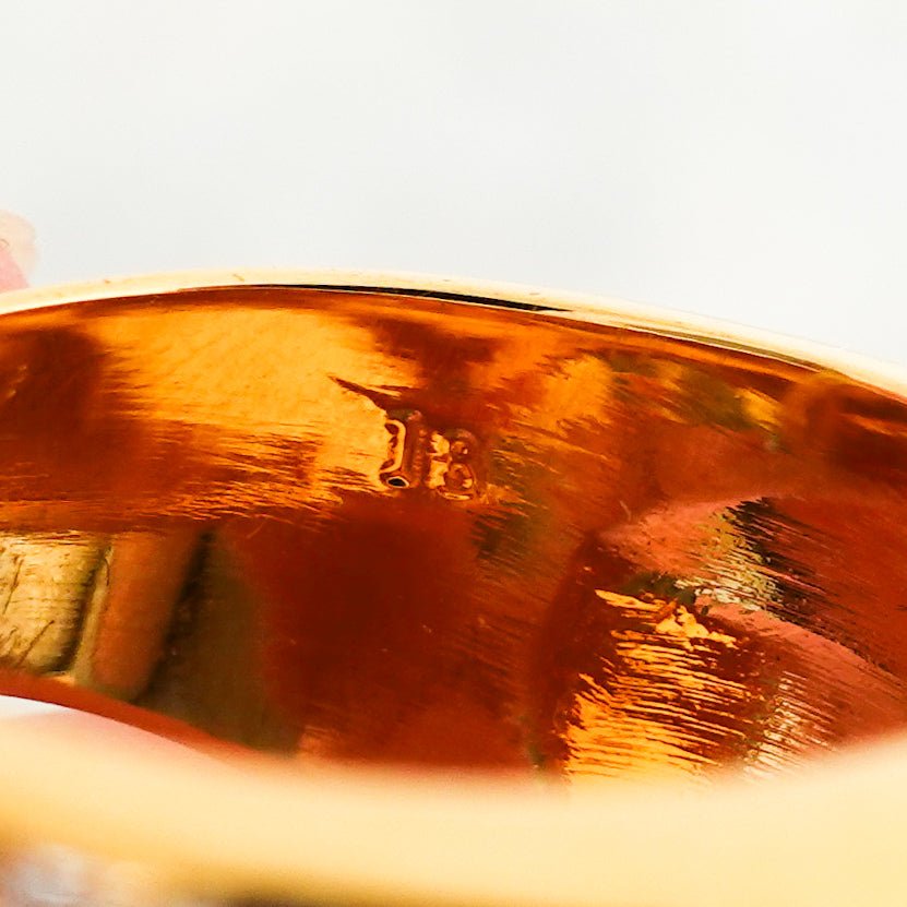Gold plated Tramline ring with colourless crystals - Reloved Again
