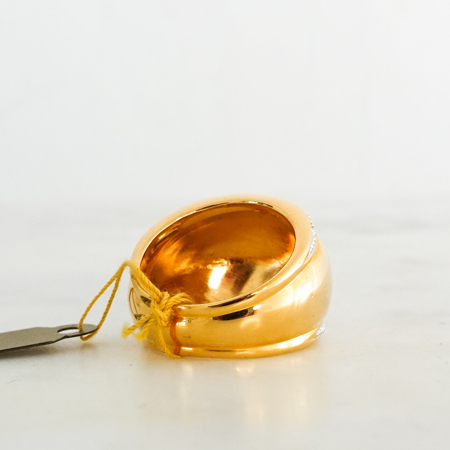 Gold plated Tramline ring with colourless crystals - Reloved Again