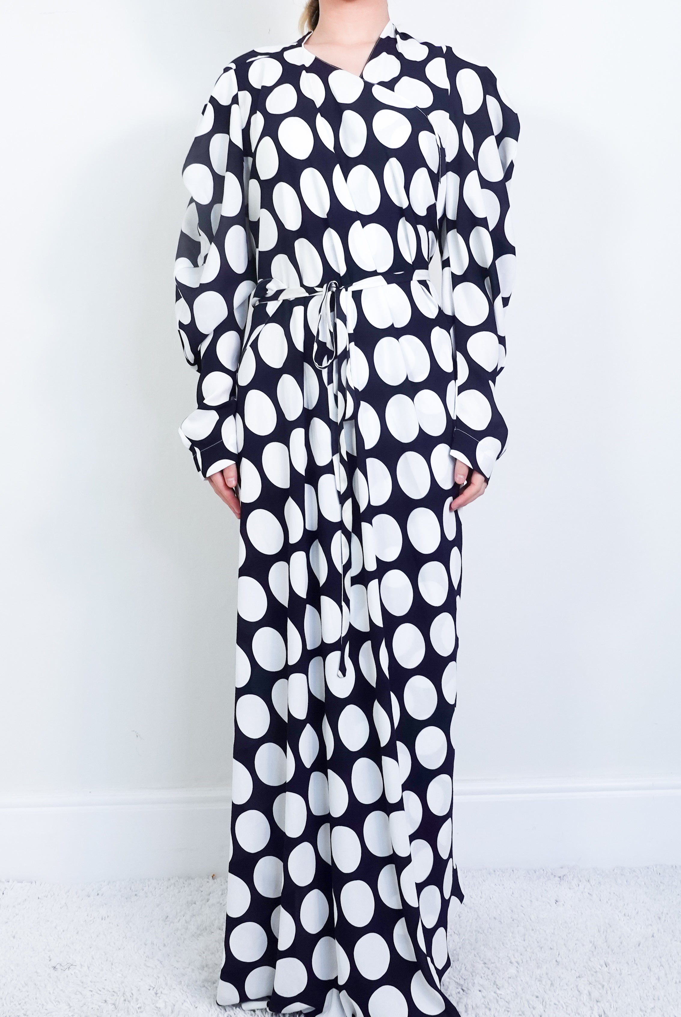 Polka Dot Kimono Dress Long Runway Piece RRP £300-final sale