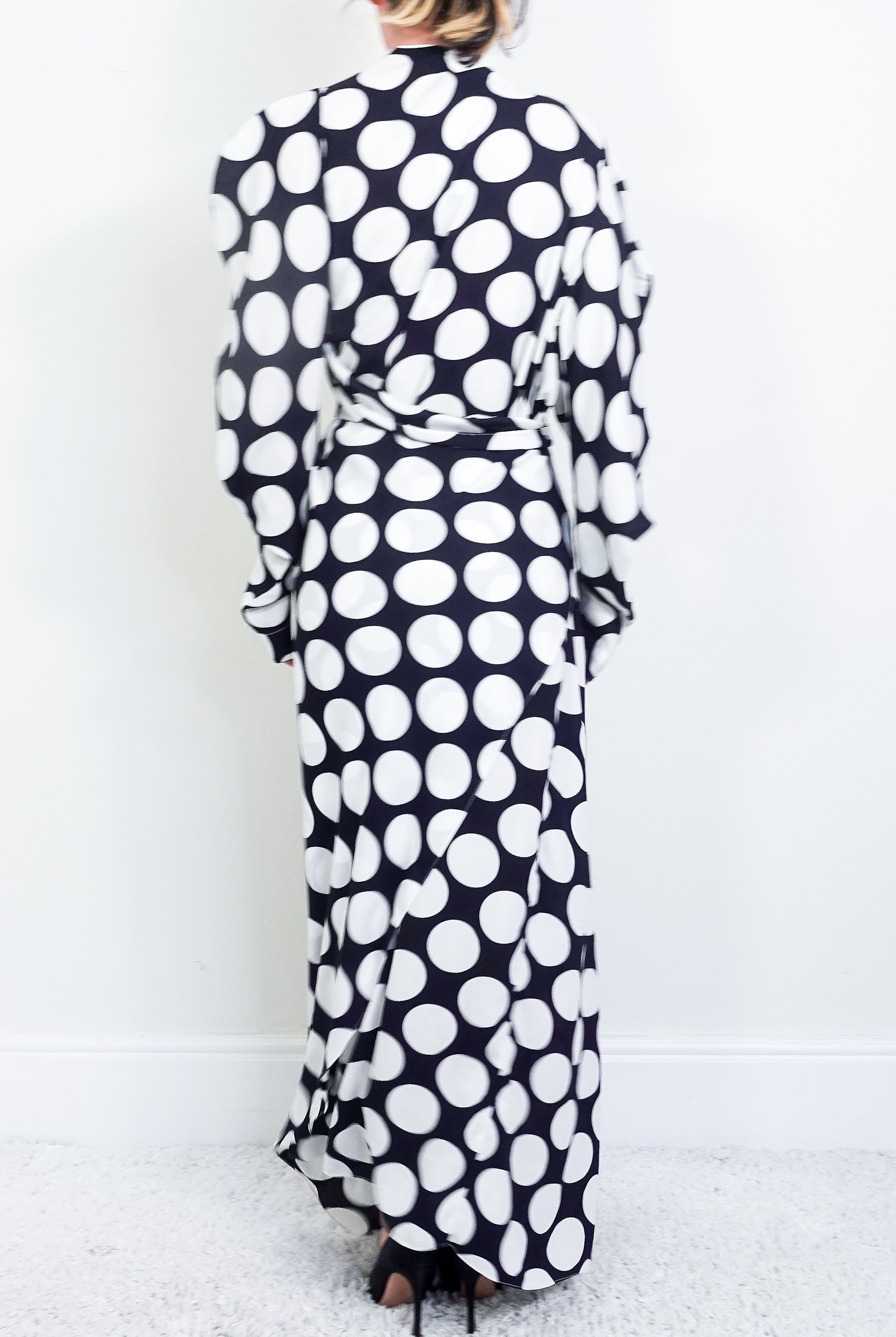 Polka Dot Kimono Dress Long Runway Piece RRP £300-final sale