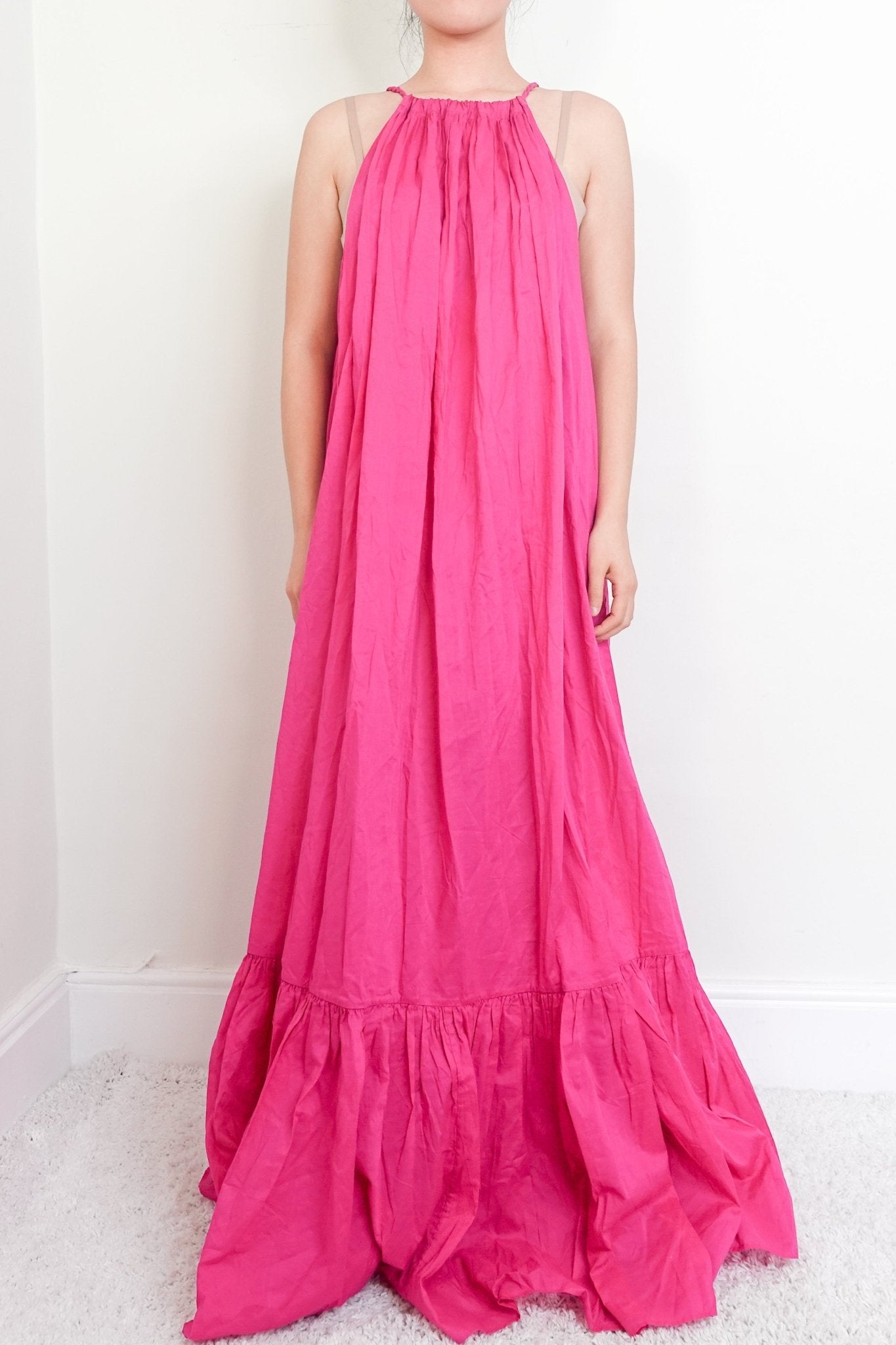 Kalita Pink maxi dress with braided straps RRP £500 final sale - Reloved Again