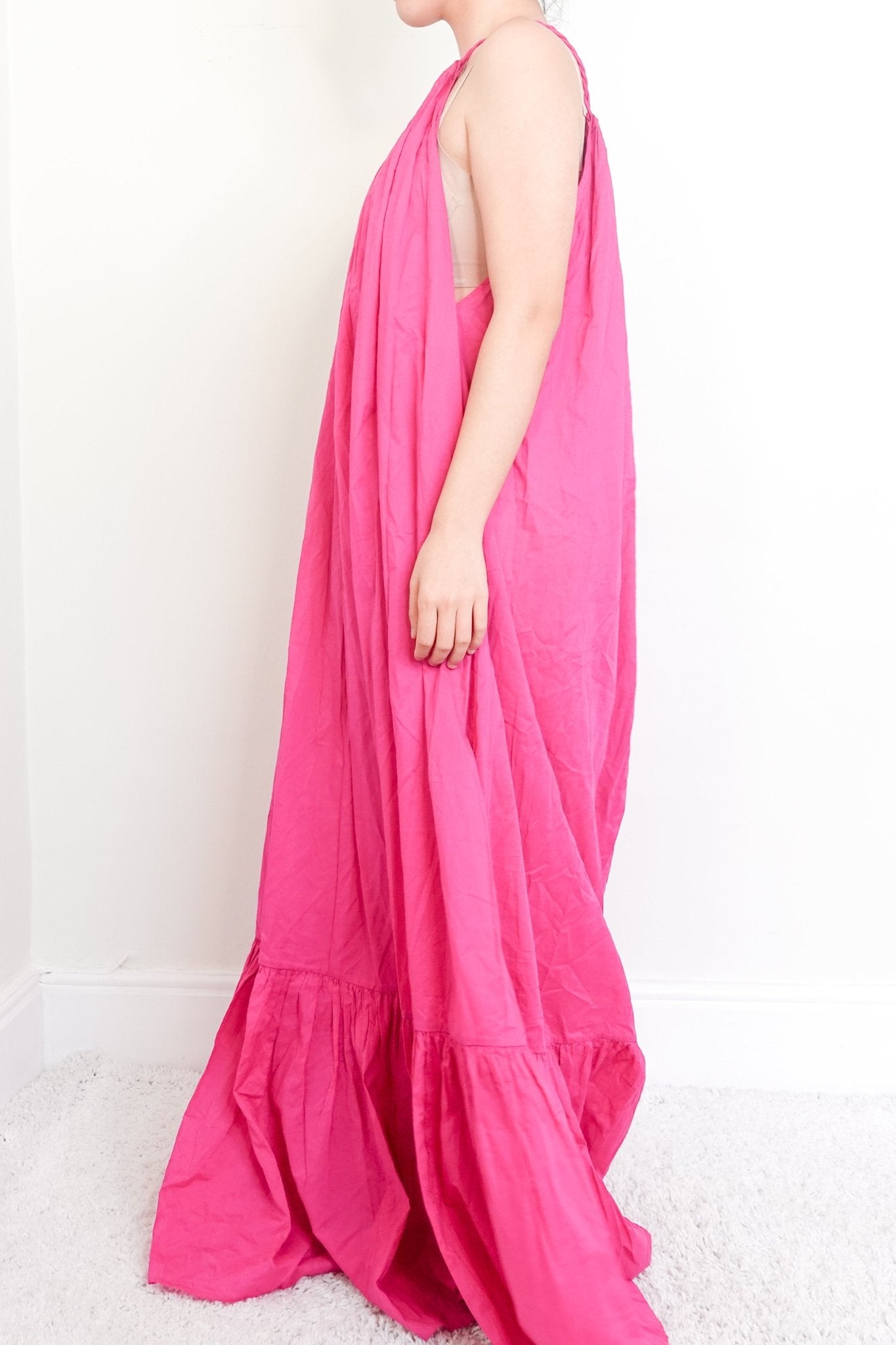 Kalita Pink maxi dress with braided straps RRP £500 final sale - Reloved Again