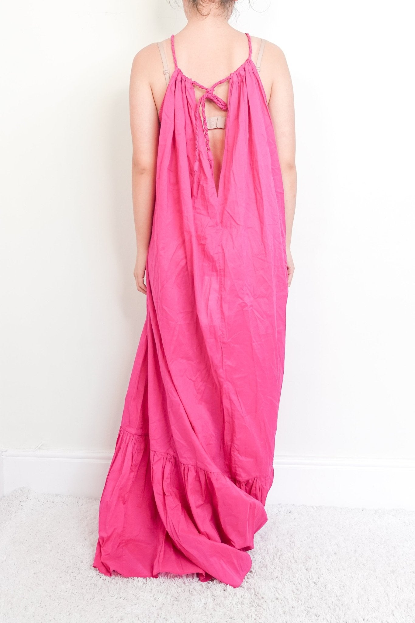 Kalita Pink maxi dress with braided straps RRP £500 final sale - Reloved Again