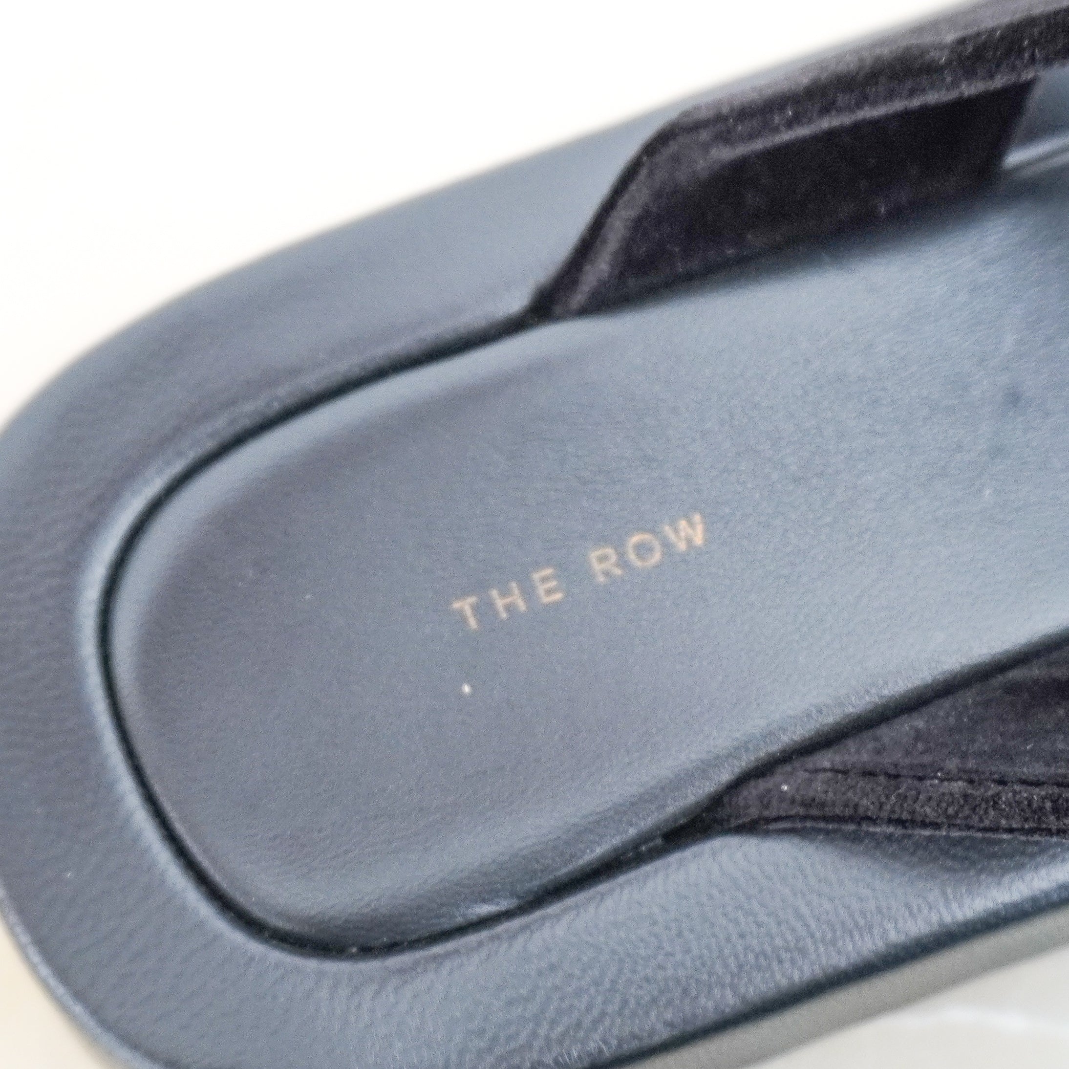 The Row Black Ginza Leather and Velvet Platform Flip Flops (RRP £960) | Authentic Preloved