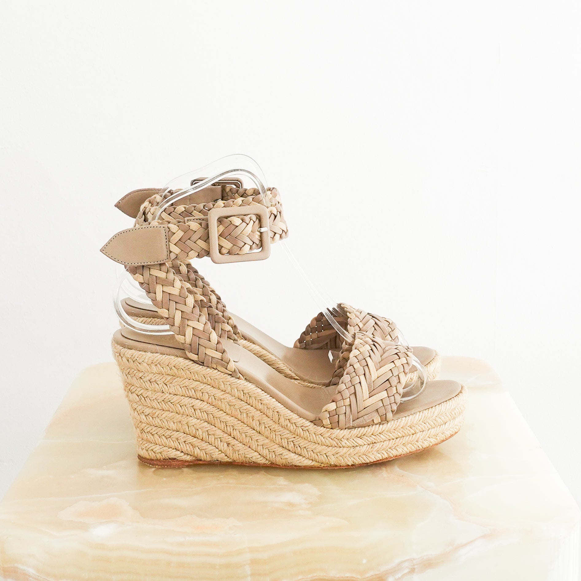 Hermès Woven Leather Beige Espadrilles RRP £700 | Authentic Preloved