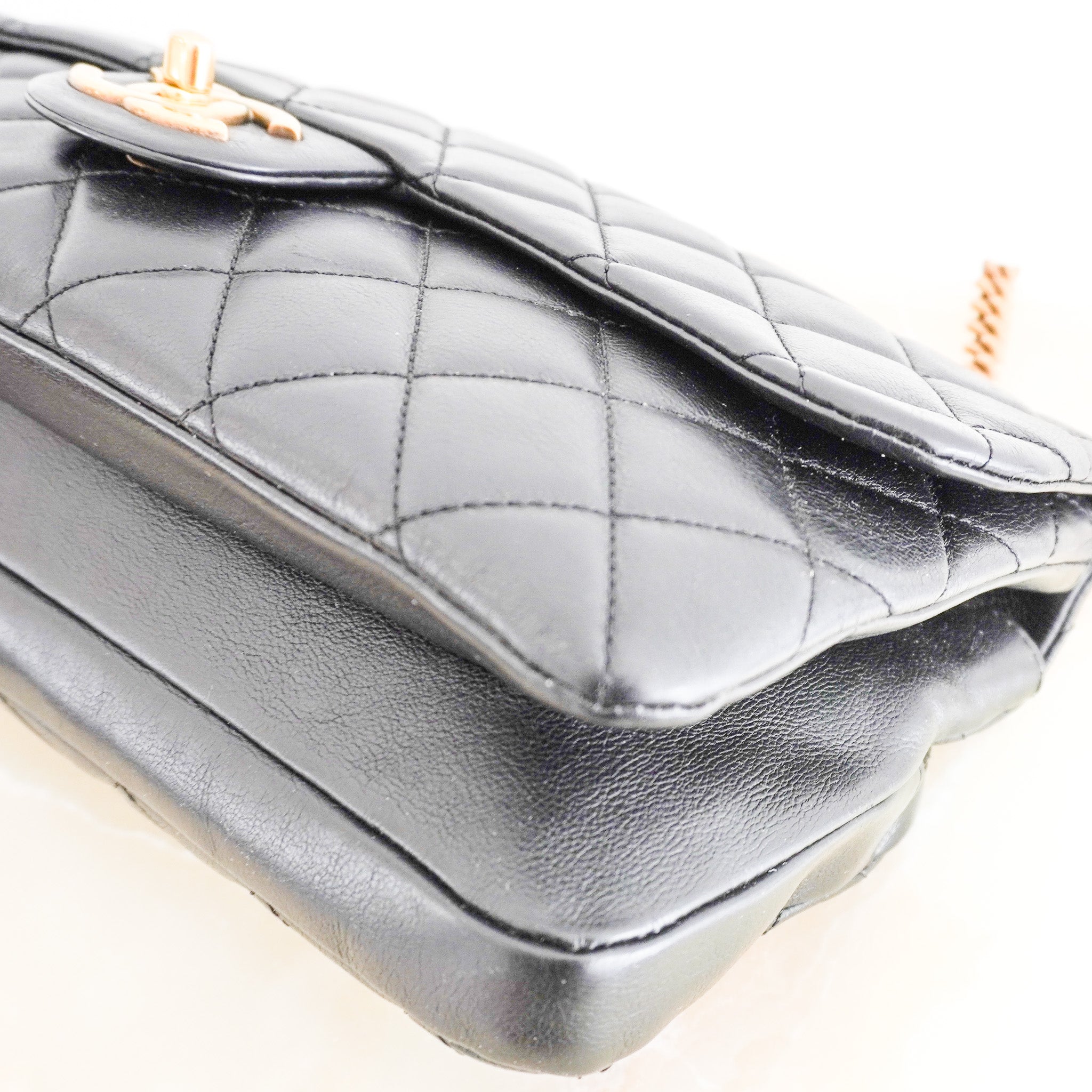 Chanel CC Crown Medium Flap Bag in Black Quilted Lambskin Leather | Authentic Preloved