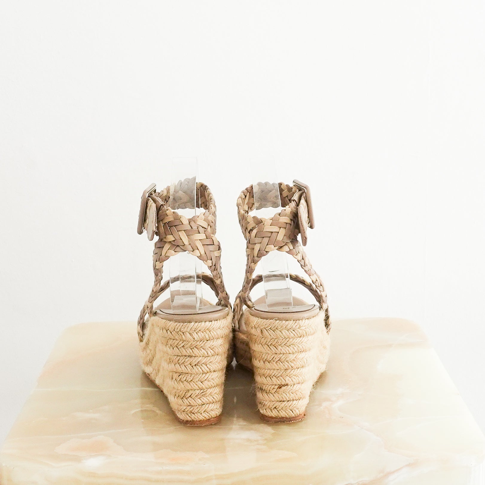 Hermès Woven Leather Beige Espadrilles RRP £700 | Authentic Preloved