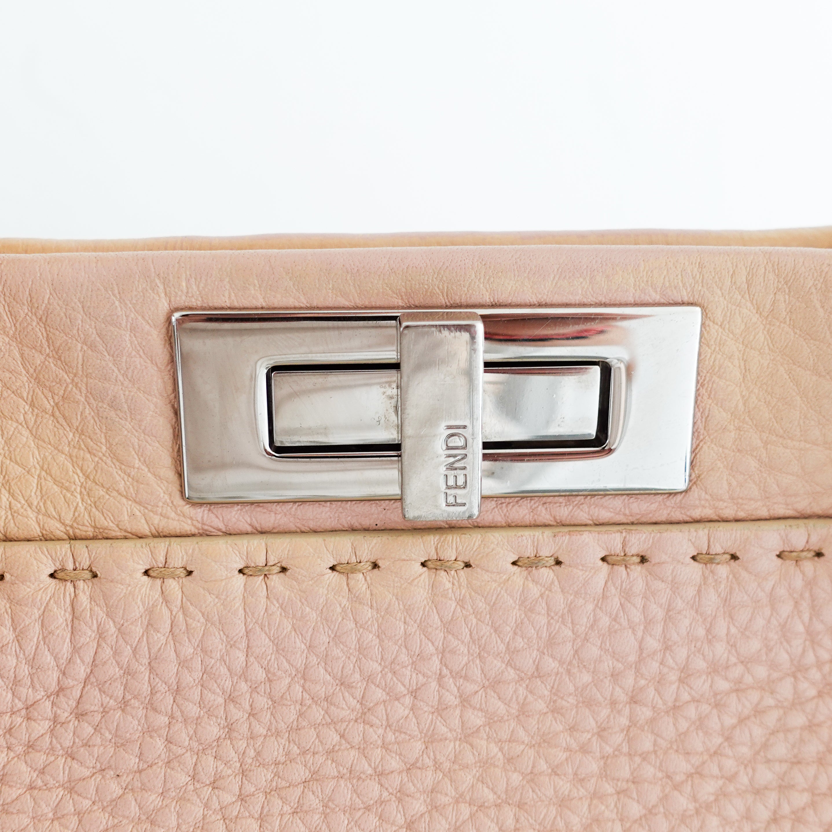 Fendi Cuoio Romano Selleria Beige Medium Peekaboo Satchel RRP £4K | Authentic Preloved