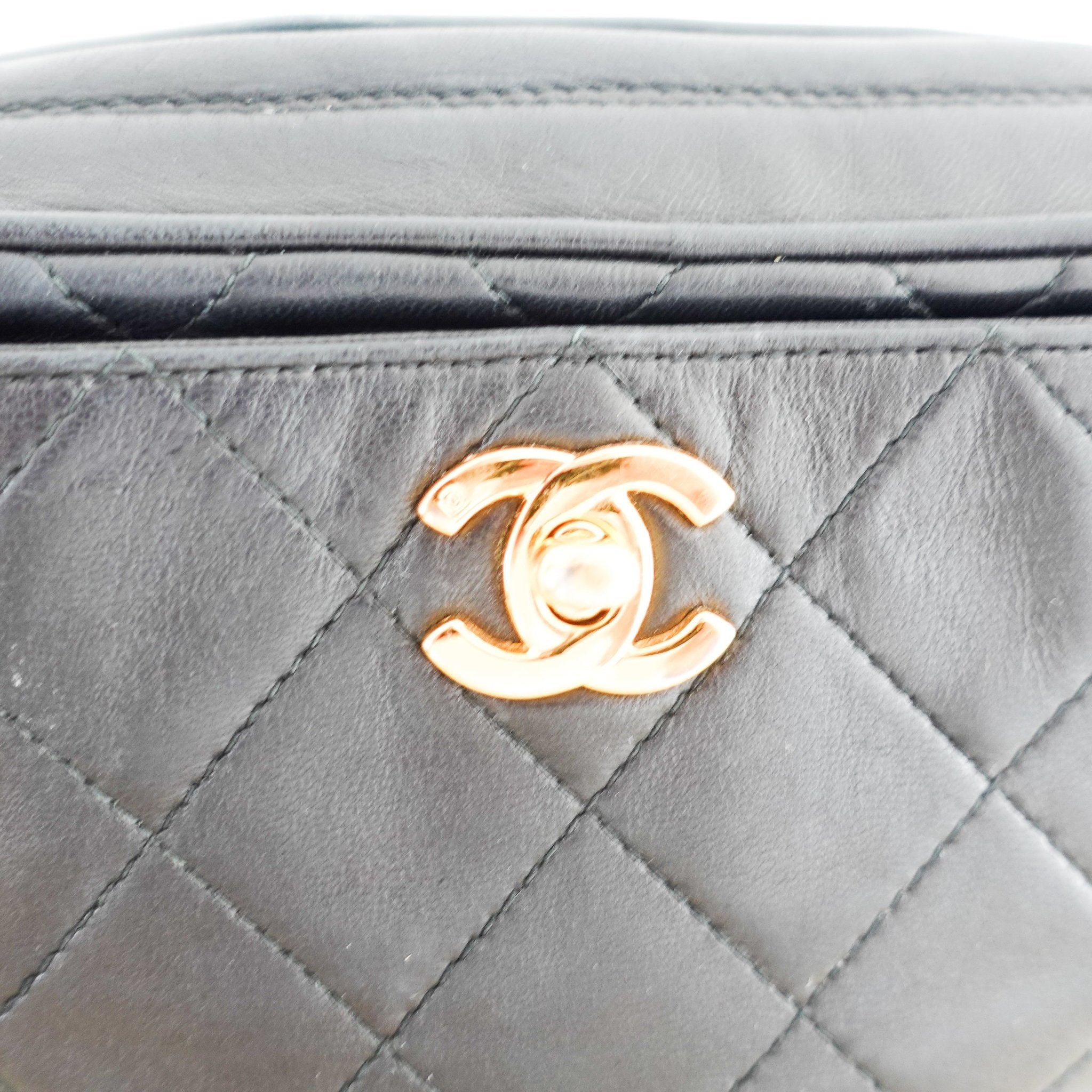 Chanel Vintage Quilted Black Lambskin CC Camera Bag RRP £5,000 | Authentic Preloved - Reloved Again