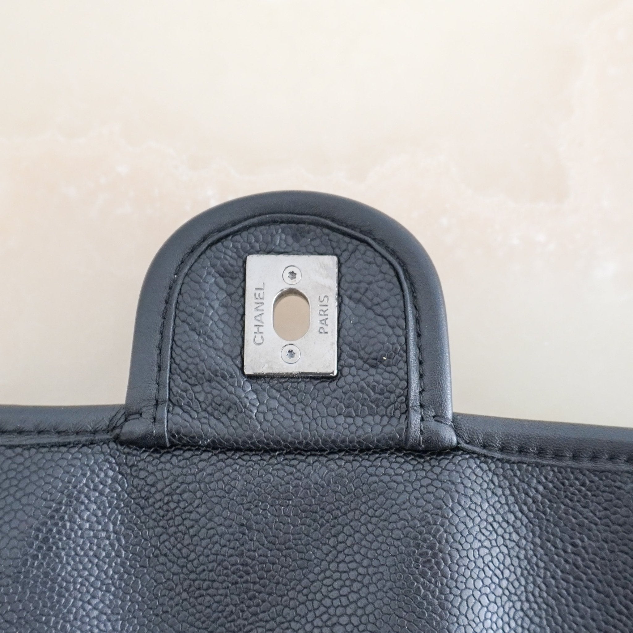 Chanel CC Medium French Riviera Single Flap Bag in Black Caviar Leather | Authentic Preloved - Reloved Again