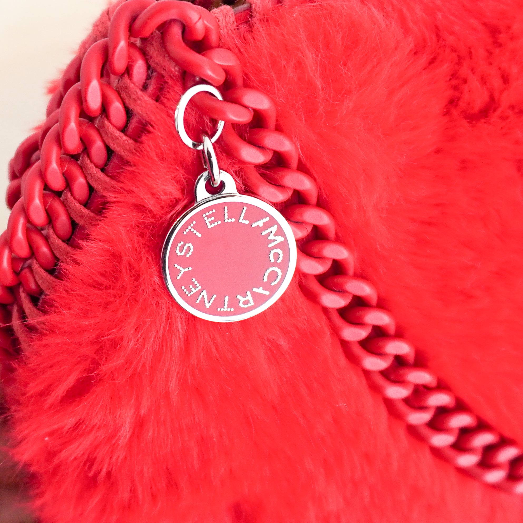 Stella McCartney Falabella Red Faux Fur Mini Tote Bag (RRP £775) | Authentic Preloved