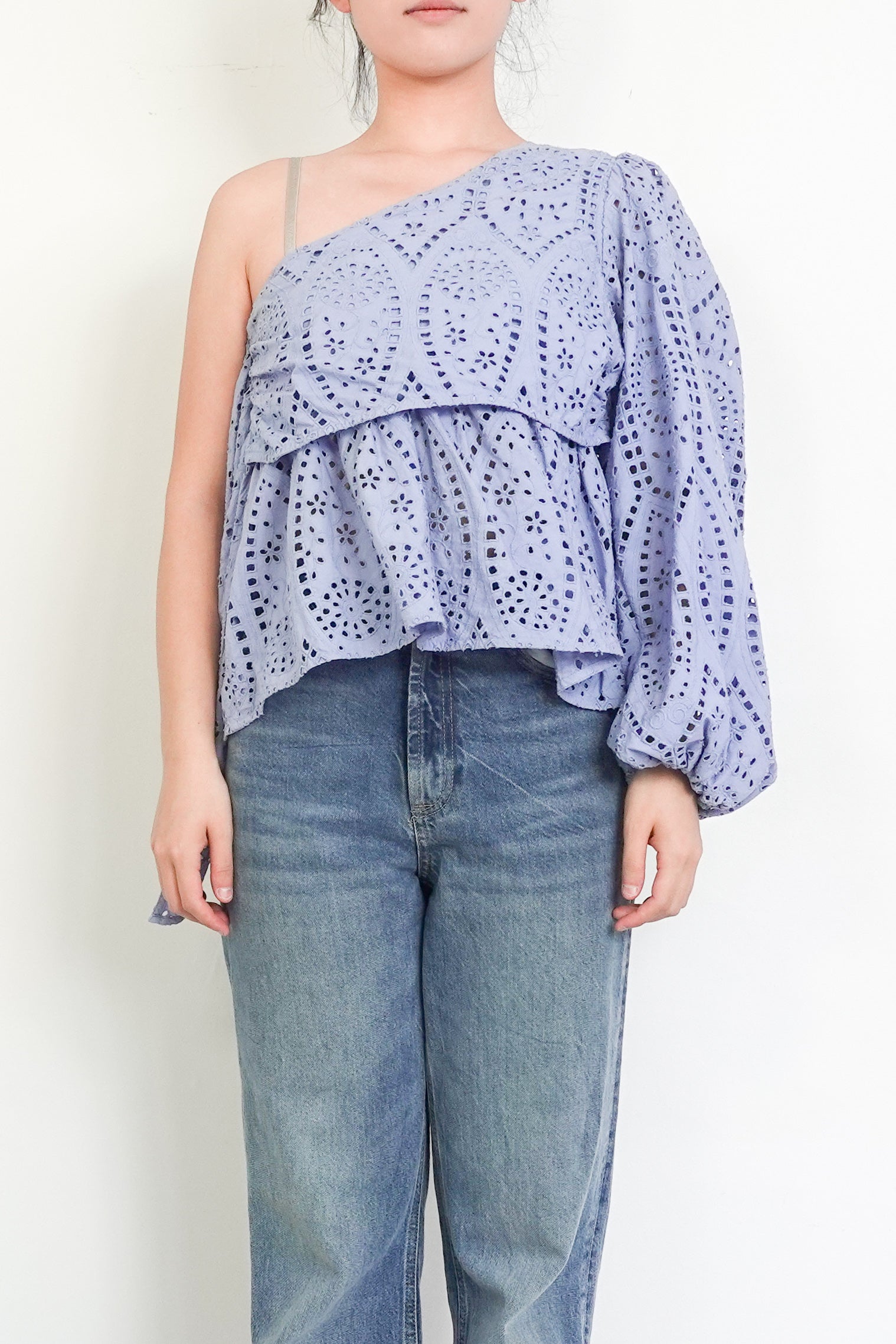Blue off the shoulder top RRP £170