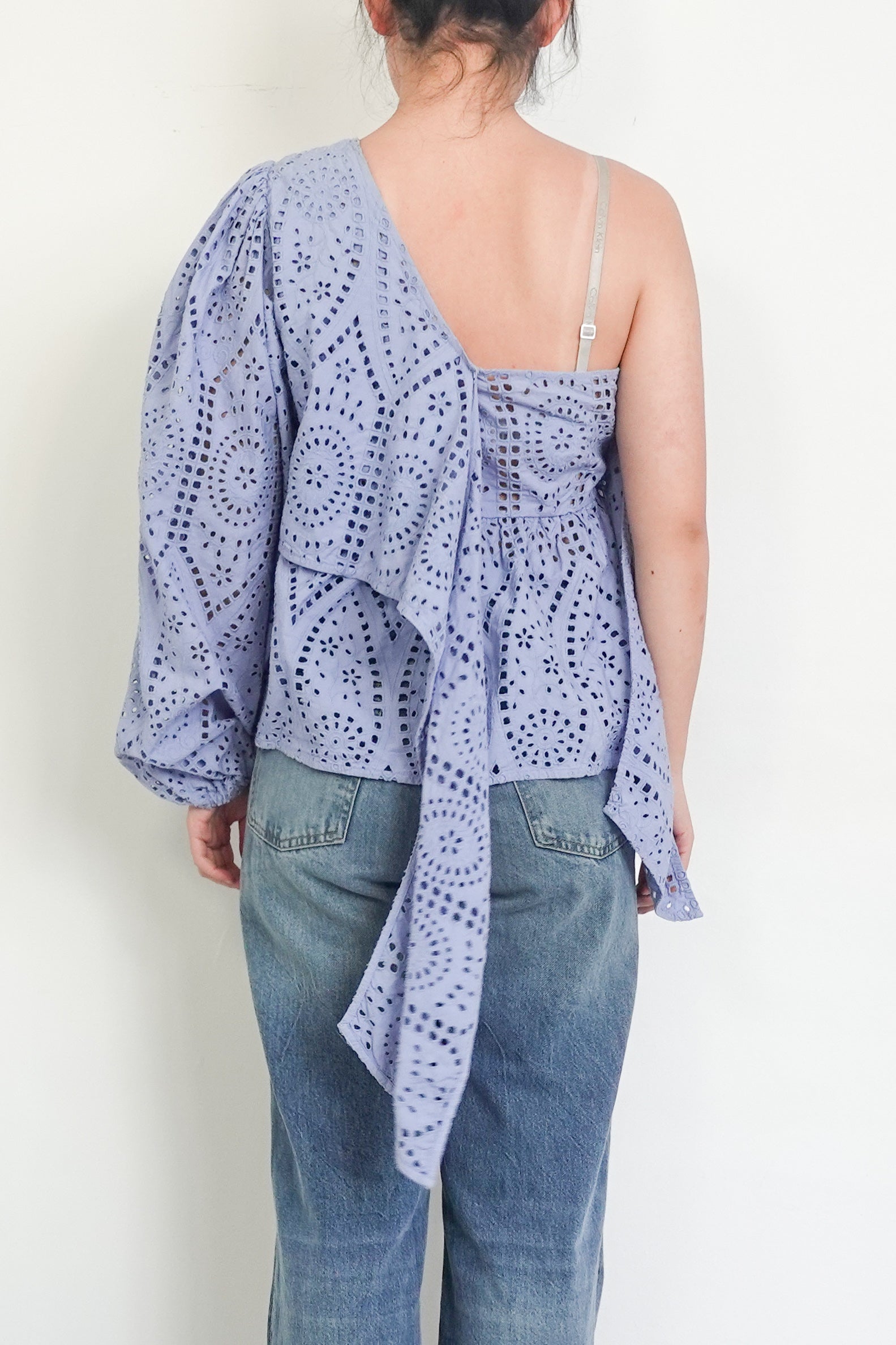 Blue off the shoulder top RRP £170