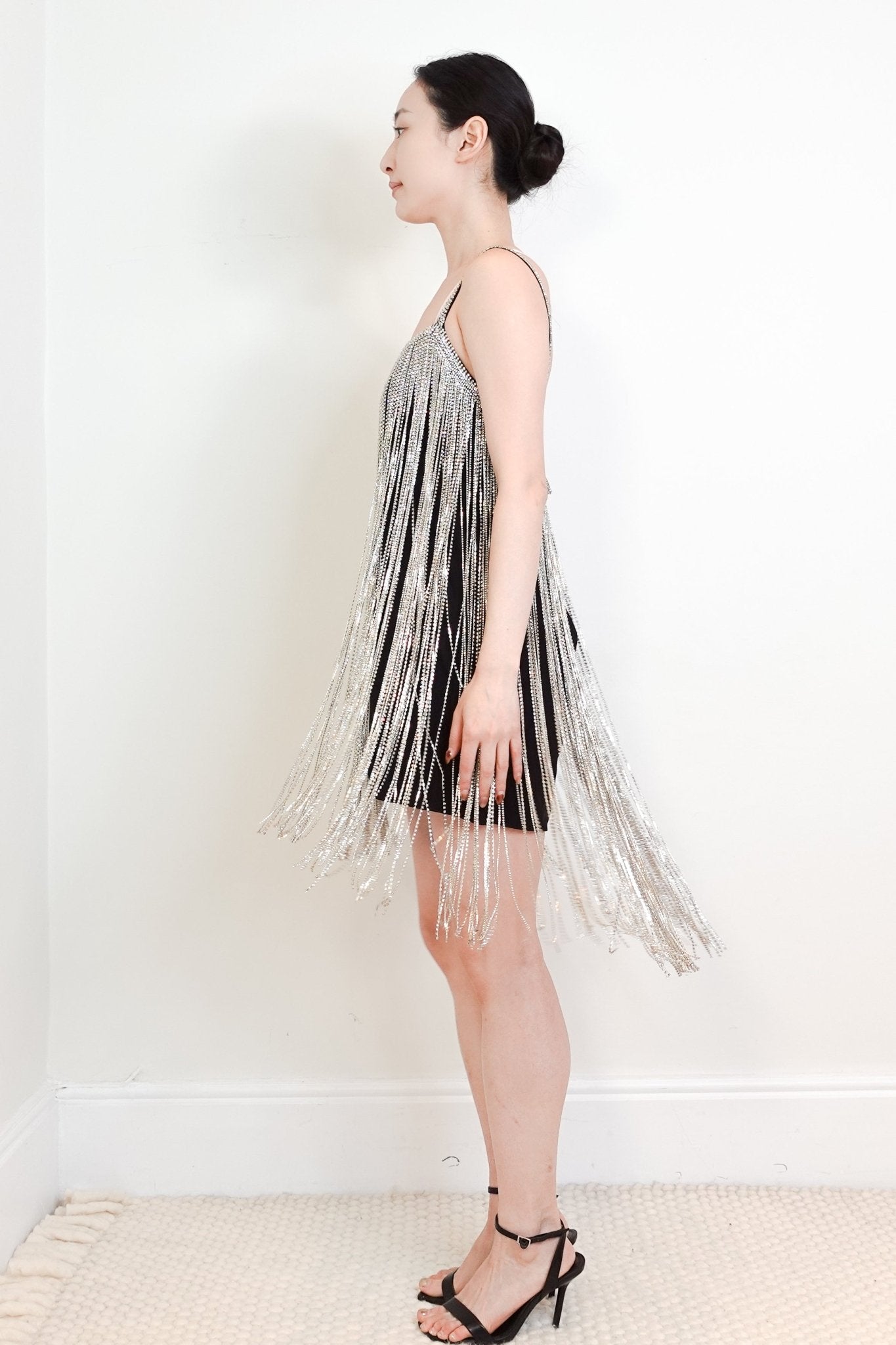 Raey Black Crystal Fringe Strappy Cami Top/ dress RRP £895 | Authentic Preloved - Reloved Again