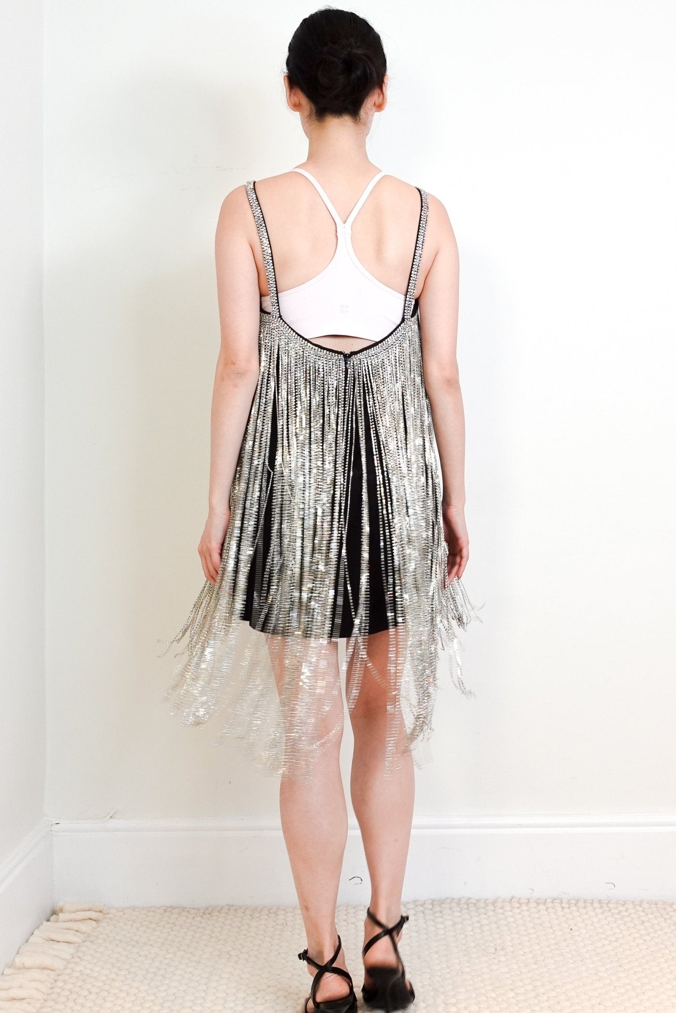 Raey Black Crystal Fringe Strappy Cami Top/ dress RRP £895 | Authentic Preloved - Reloved Again