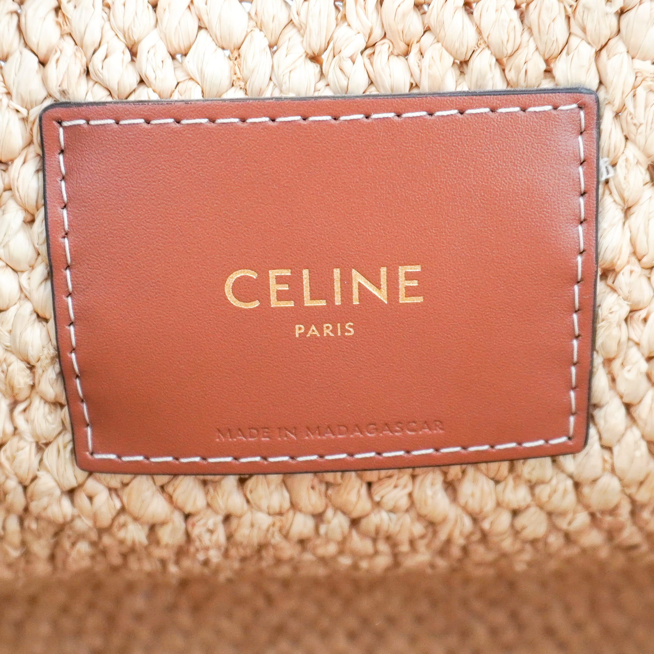 CELINE Small Cabas Thaïs in Raffia & Calfskin in Tan (RRP £1500) | Authentic Preloved