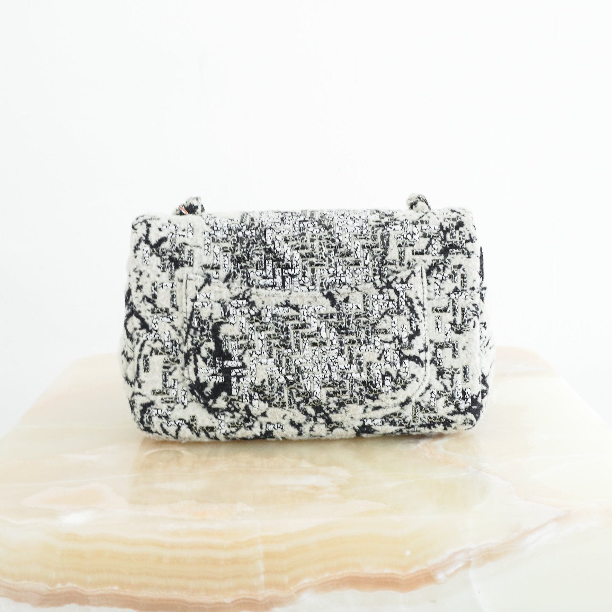 Chanel White & Black Tweed Single Flap Small Box Bag RRP £4800 | Authentic Preloved - Reloved Again