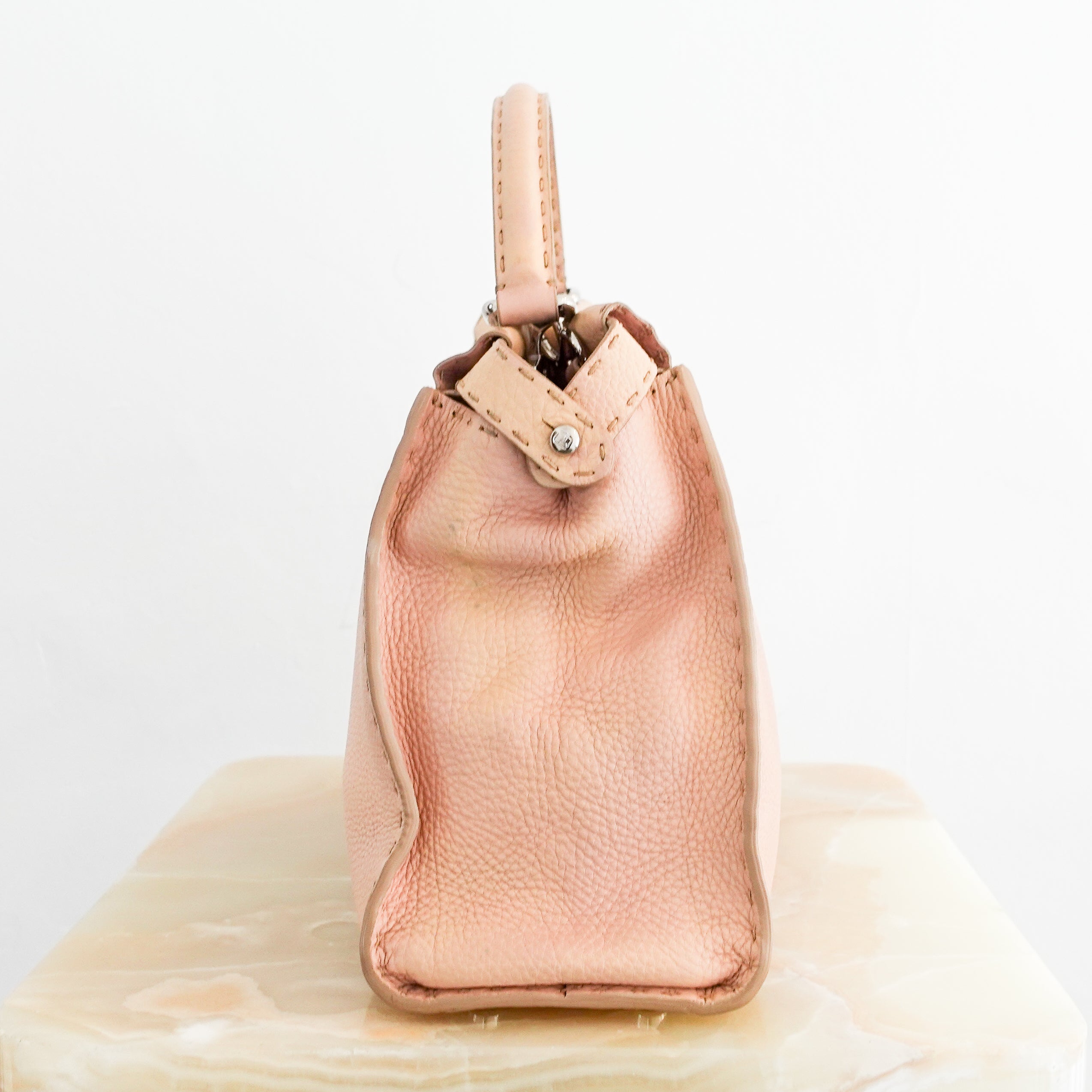 Fendi Cuoio Romano Selleria Beige Medium Peekaboo Satchel RRP £4K | Authentic Preloved