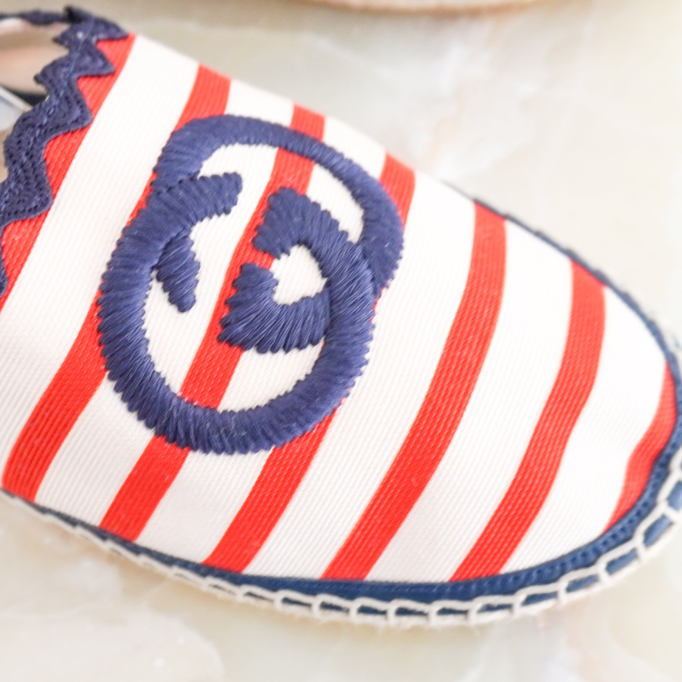 Gucci GG Embroidered Striped Canvas Espadrilles (RRP £450) | Authentic Preloved