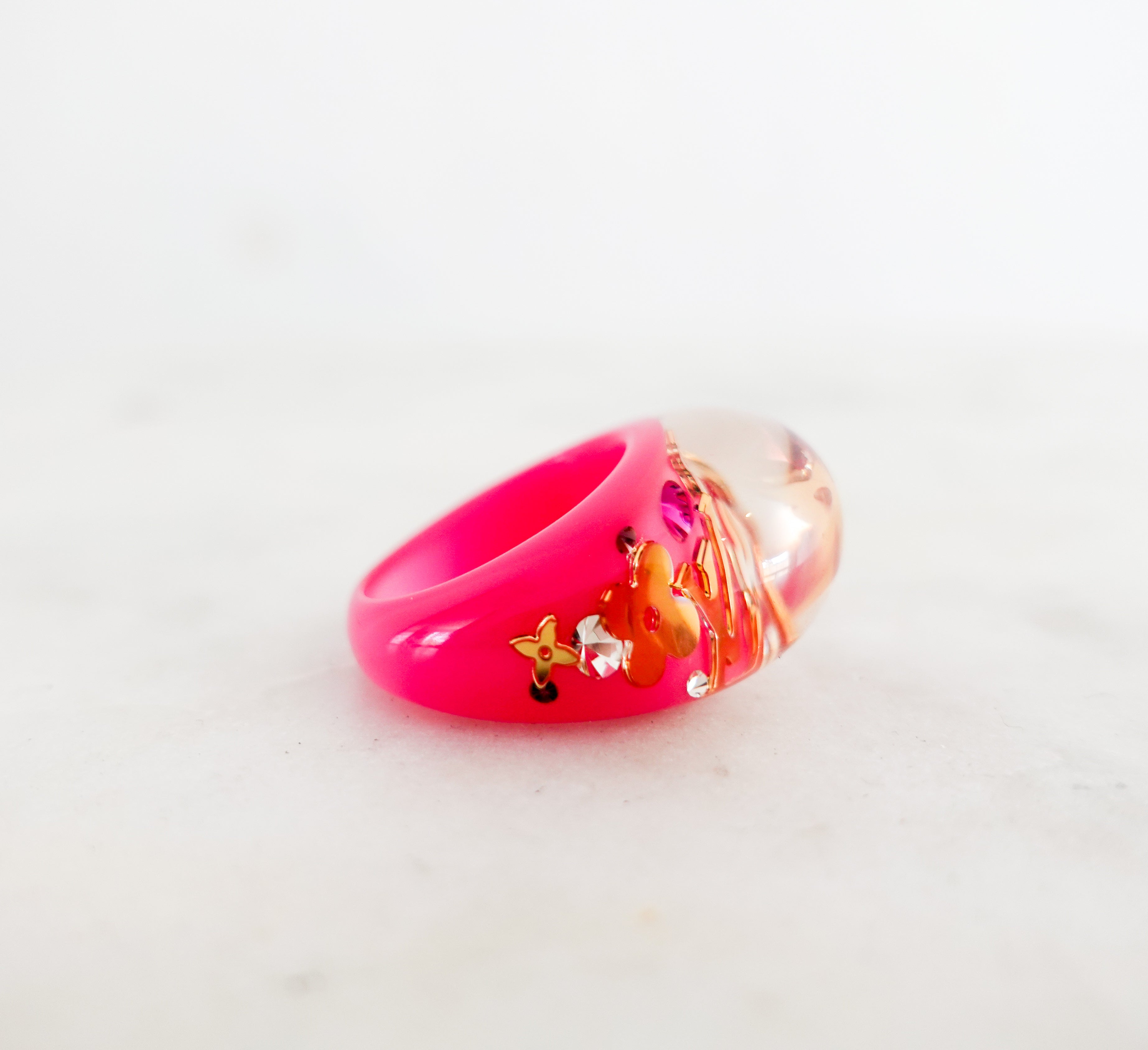 Louis Vuitton Pink Resin Ring RRP £345 | Authentic Preloved