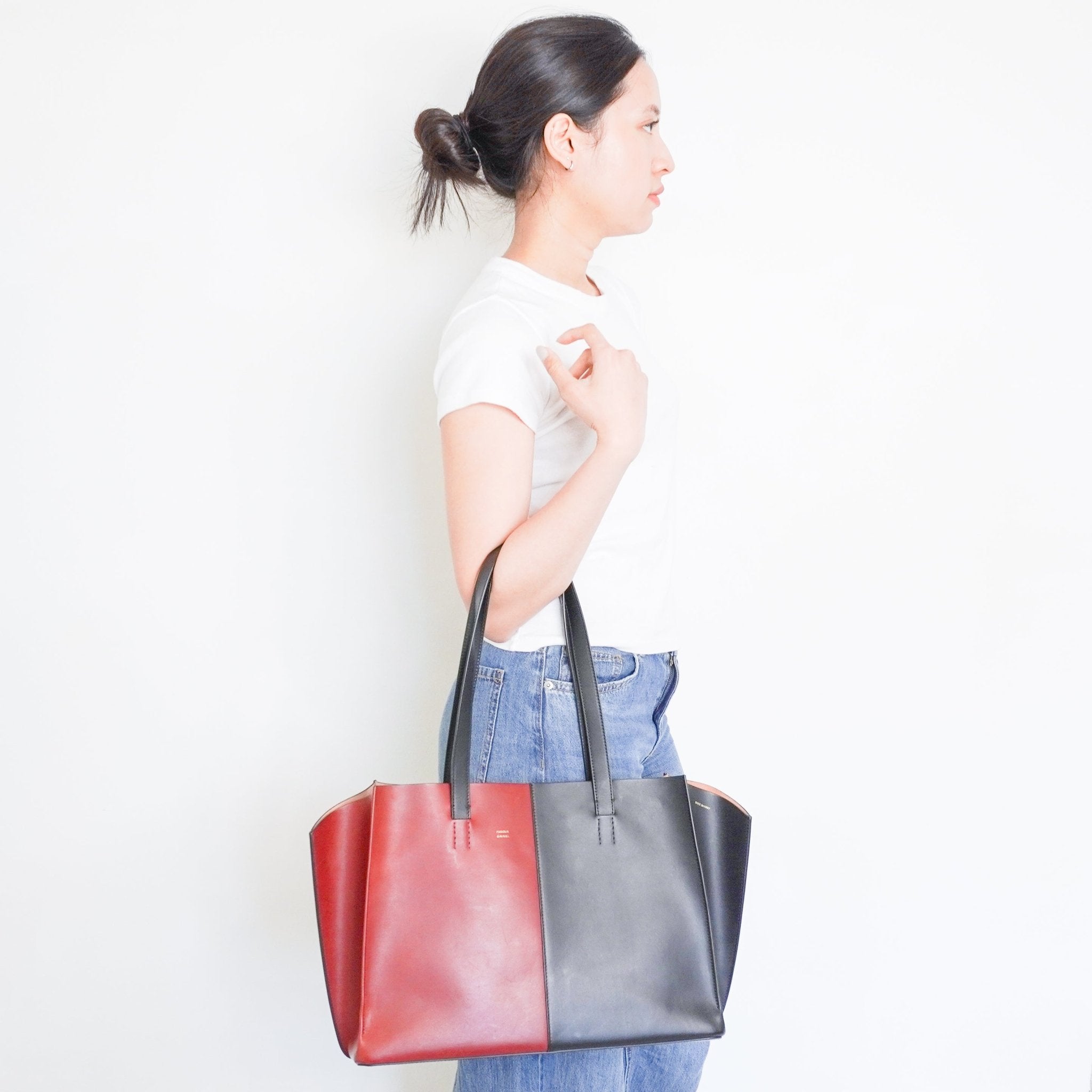 Mansur Gavriel Black & Red Multitude Leather Tote Bag RRP £500 | Authentic Preloved - Reloved Again