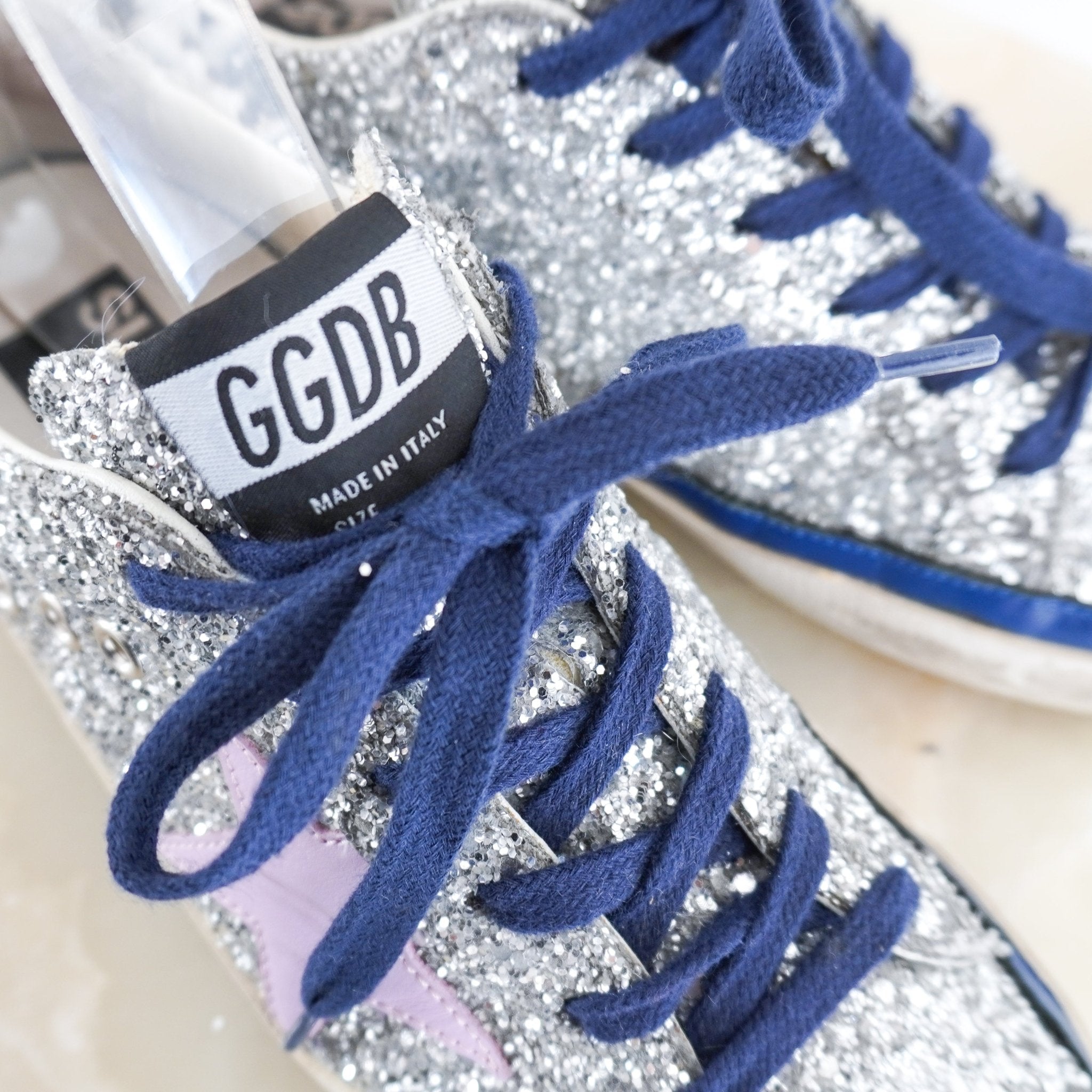 Golden Goose Super Star Silver Sequin Trainers RRP £513 | Authentic Preloved - Reloved Again