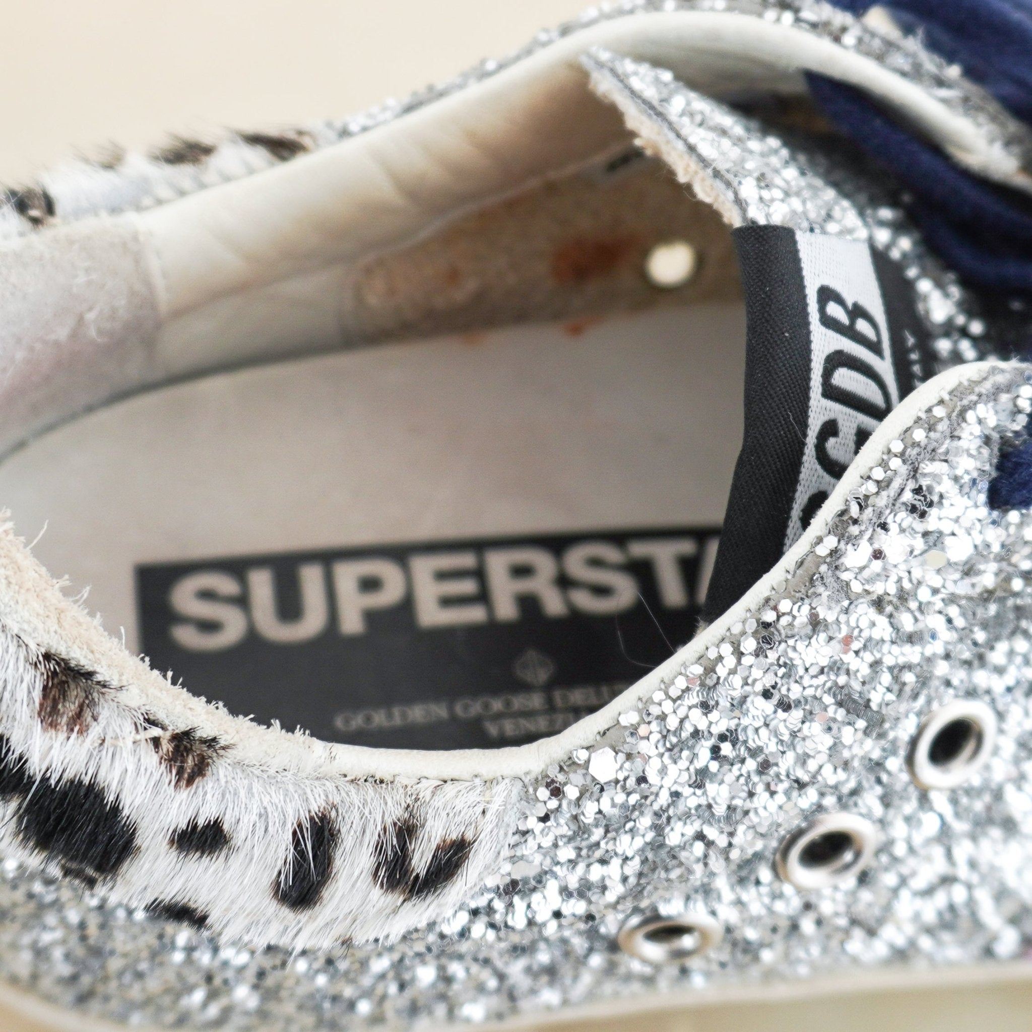 Golden Goose Super Star Silver Sequin Trainers RRP £513 | Authentic Preloved - Reloved Again