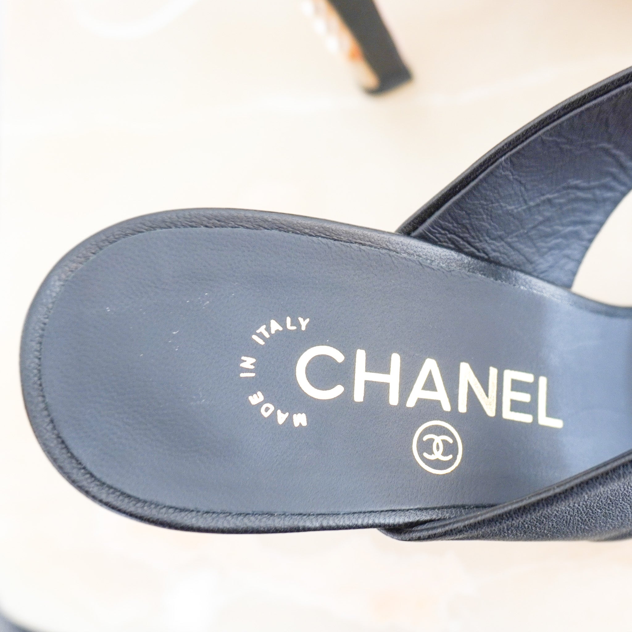 NEW Chanel Black Leather Pearl Heels (RRP £950) | Authentic Preloved