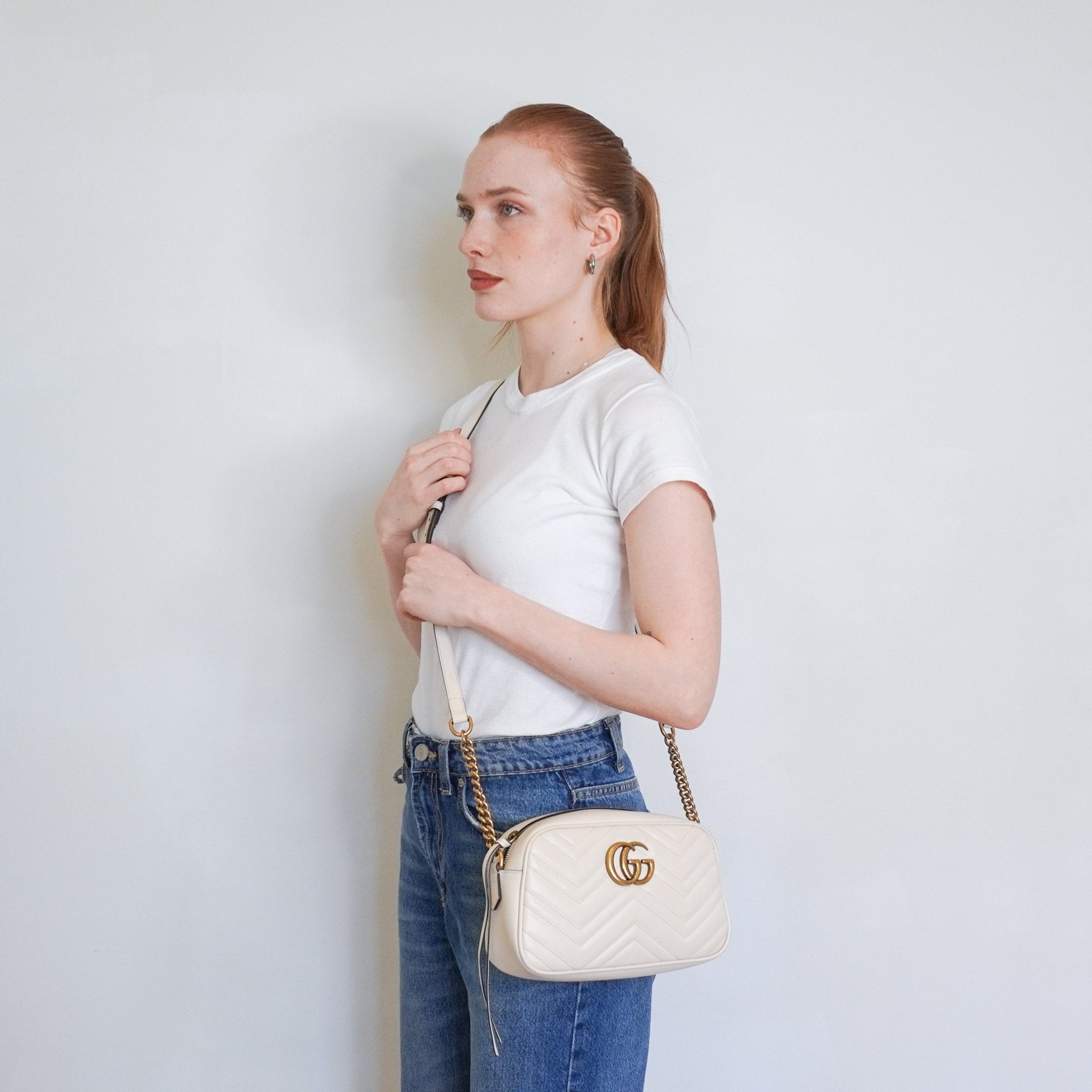 Gucci White Leather Small Camera Bag RRP £1460 | Authentic Preloved - Reloved Again