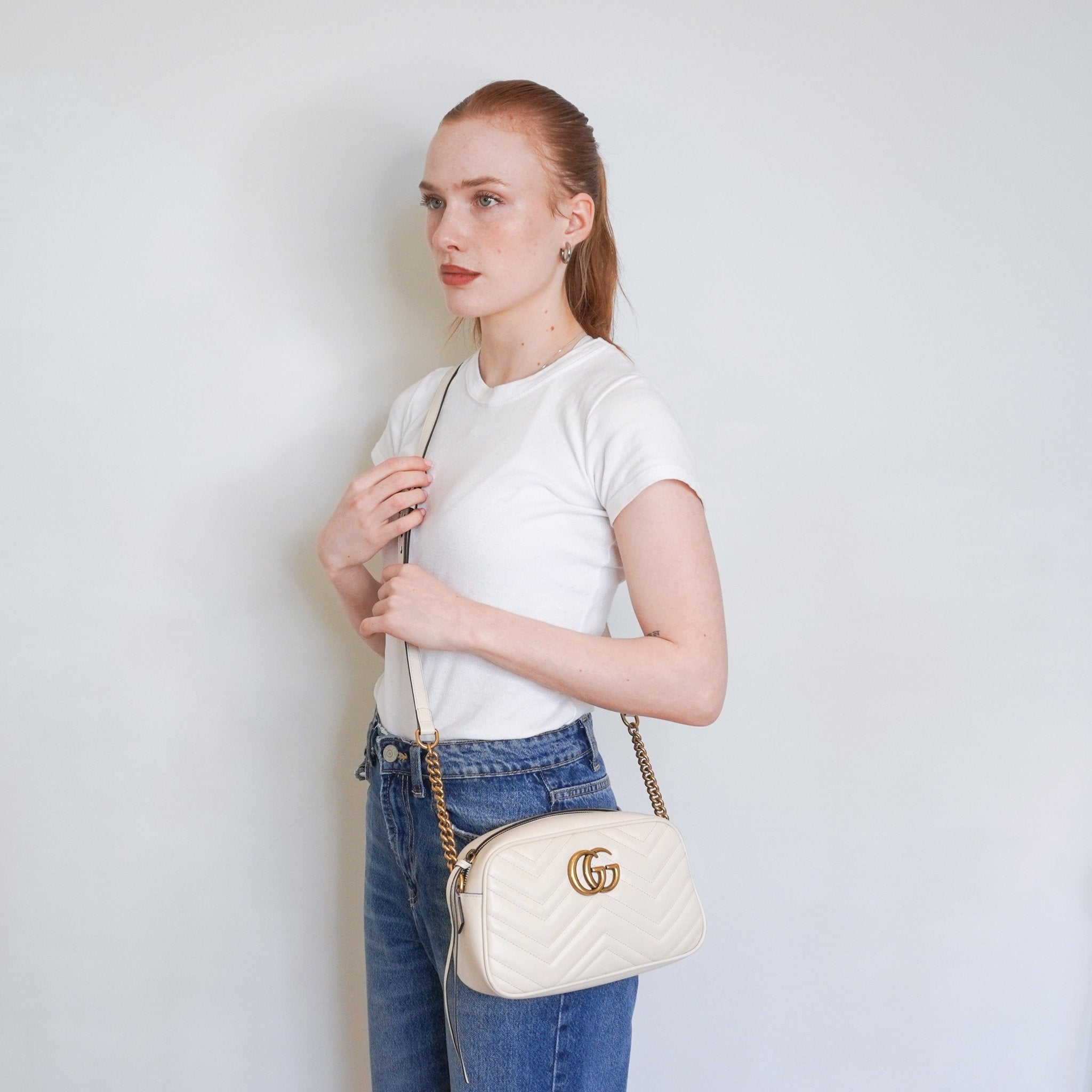 Gucci White Leather Small Camera Bag RRP £1460 | Authentic Preloved - Reloved Again