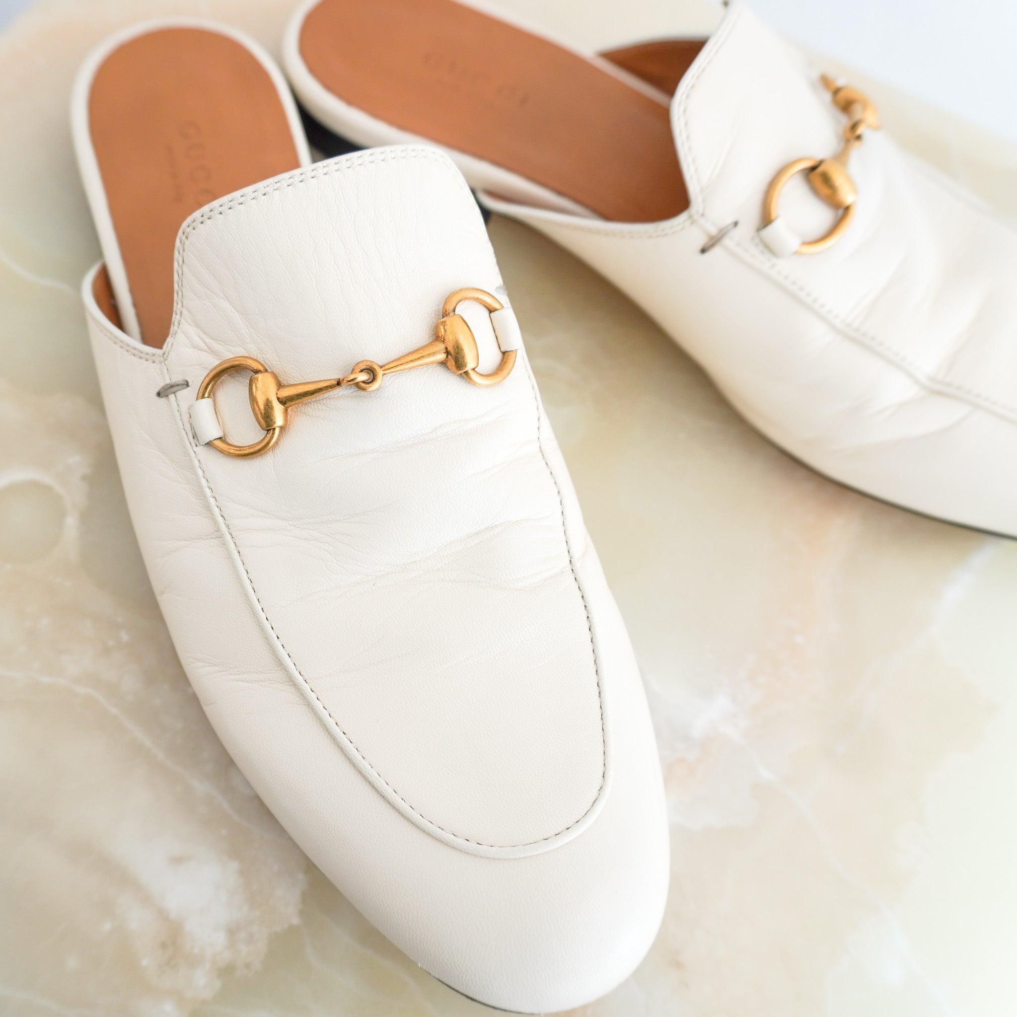 Gucci Princetown Cream Leather Flats RRP £850 | Authentic Preloved