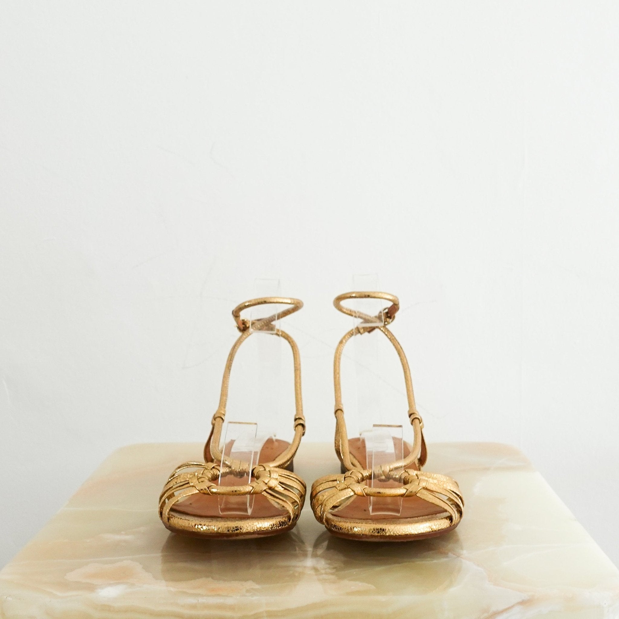 Sézane Gloria Metallic Gold Leather Flats RRP £170 | Authentic Preloved - Reloved Again