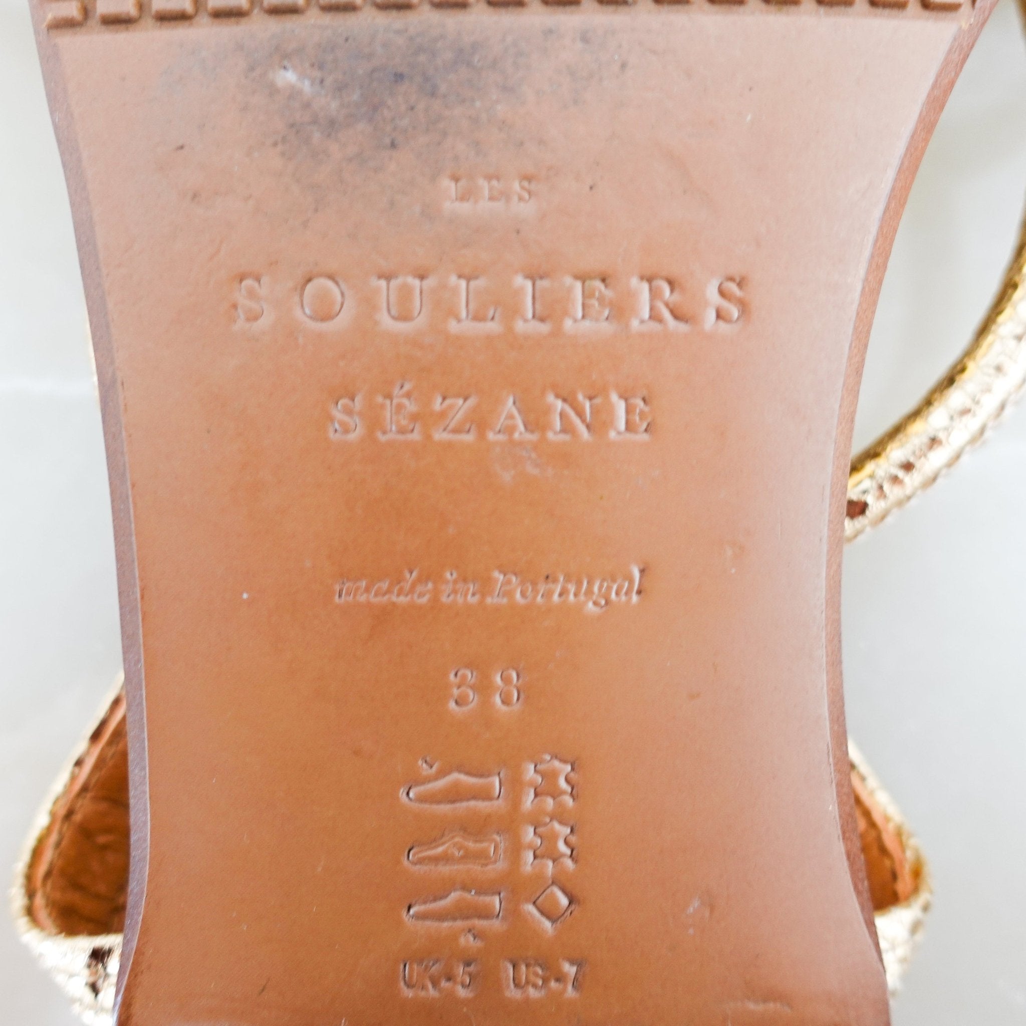 Sézane Gloria Metallic Gold Leather Flats RRP £170 | Authentic Preloved - Reloved Again