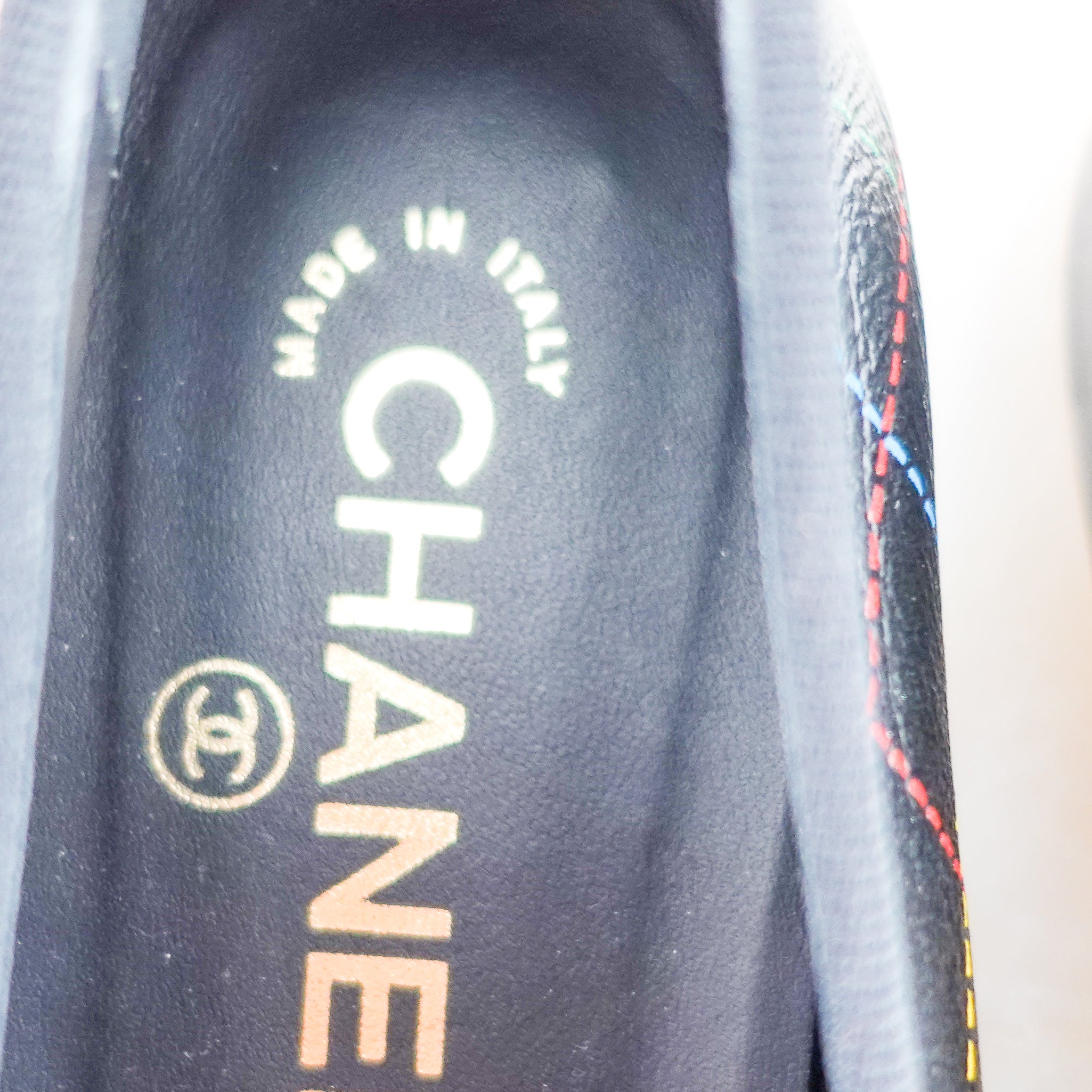 New Chanel SOLD OUT Black Ballet Flats with Multicolour Diamond Pattern RRP £970 | Authentic Preloved - Reloved Again